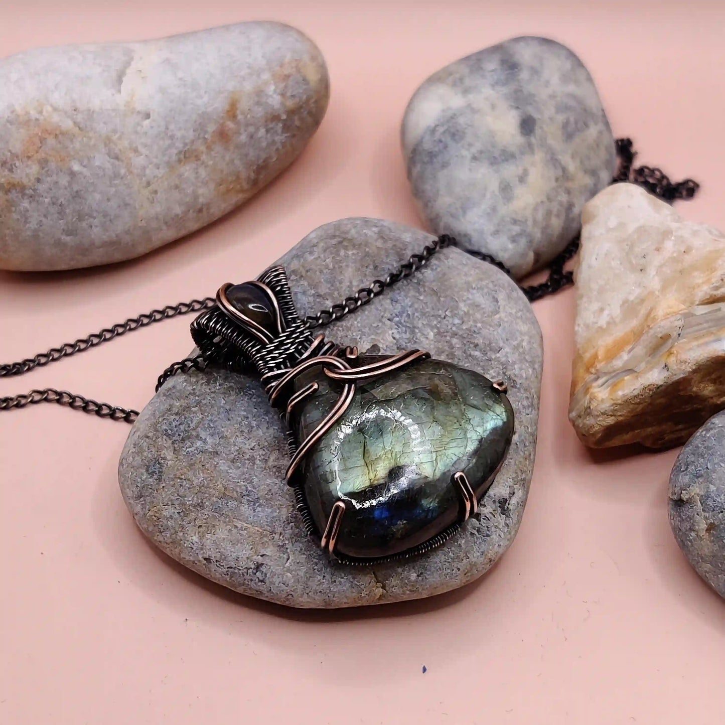 Daiva - Labradorite Doublet Necklace 001 SA2 By Sanguine Aura Handcrafted Jewellery