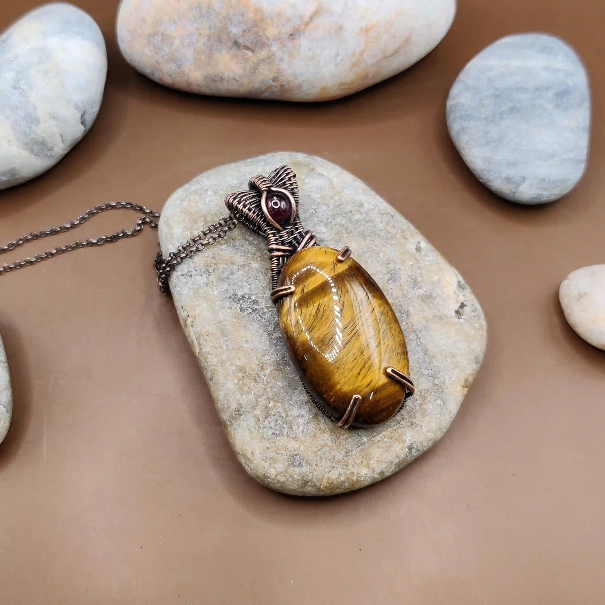 Daiva - Tiger's Eye and Garnet Necklace 004 SA1 By Sanguine Aura Handcrafted Jewellery