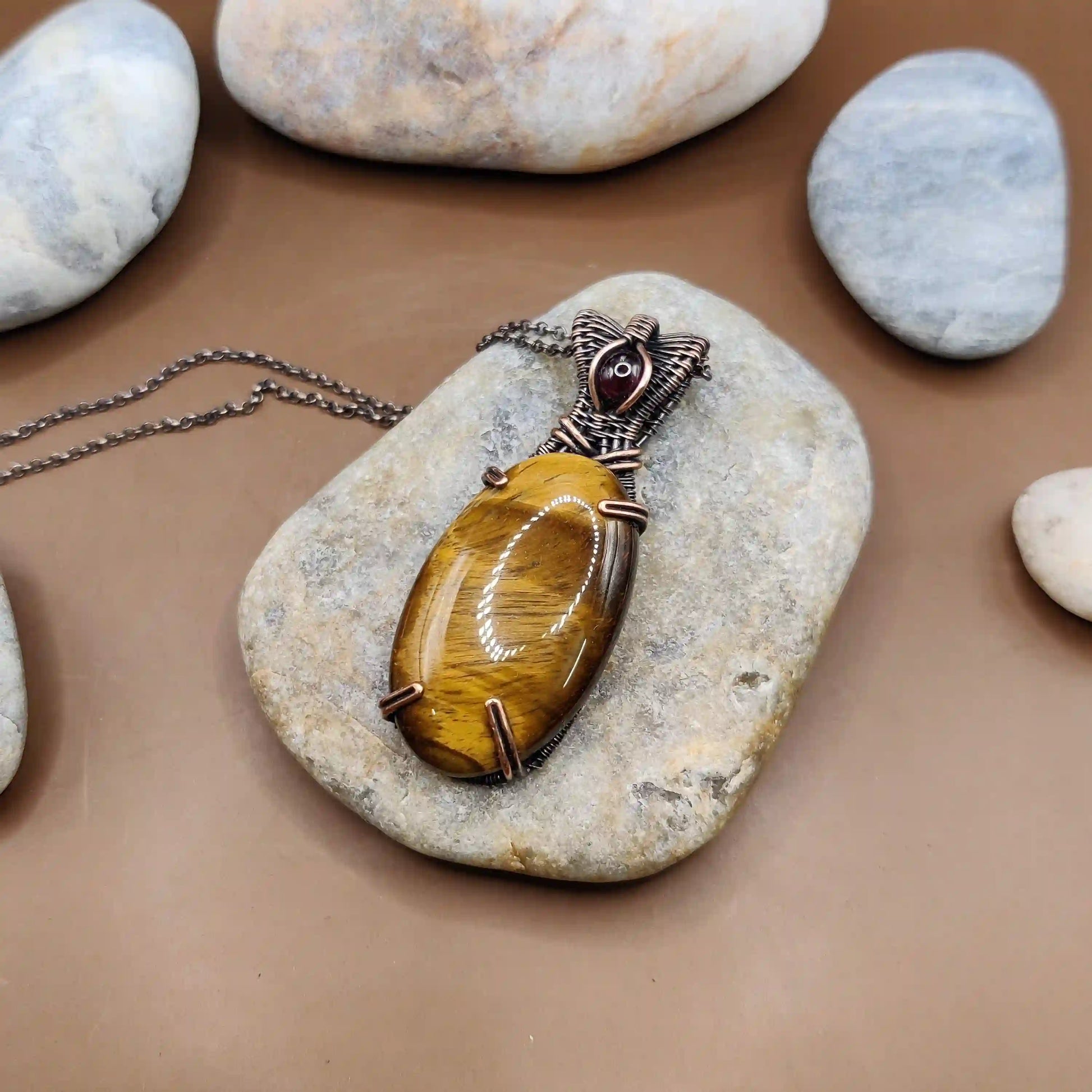 Daiva - Tiger's Eye and Garnet Necklace 004 SA2 By Sanguine Aura Handcrafted Jewellery