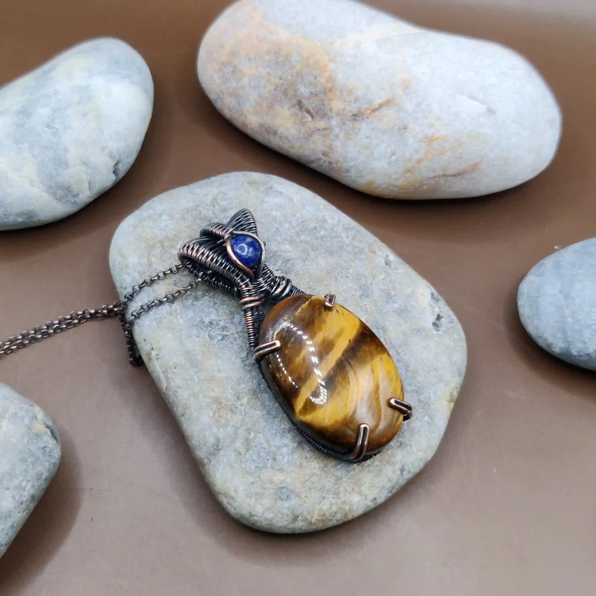 Daiva - Tiger's Eye and Lapis Lazuli Necklace 002 SA1 By Sanguine Aura Handcrafted Jewellery