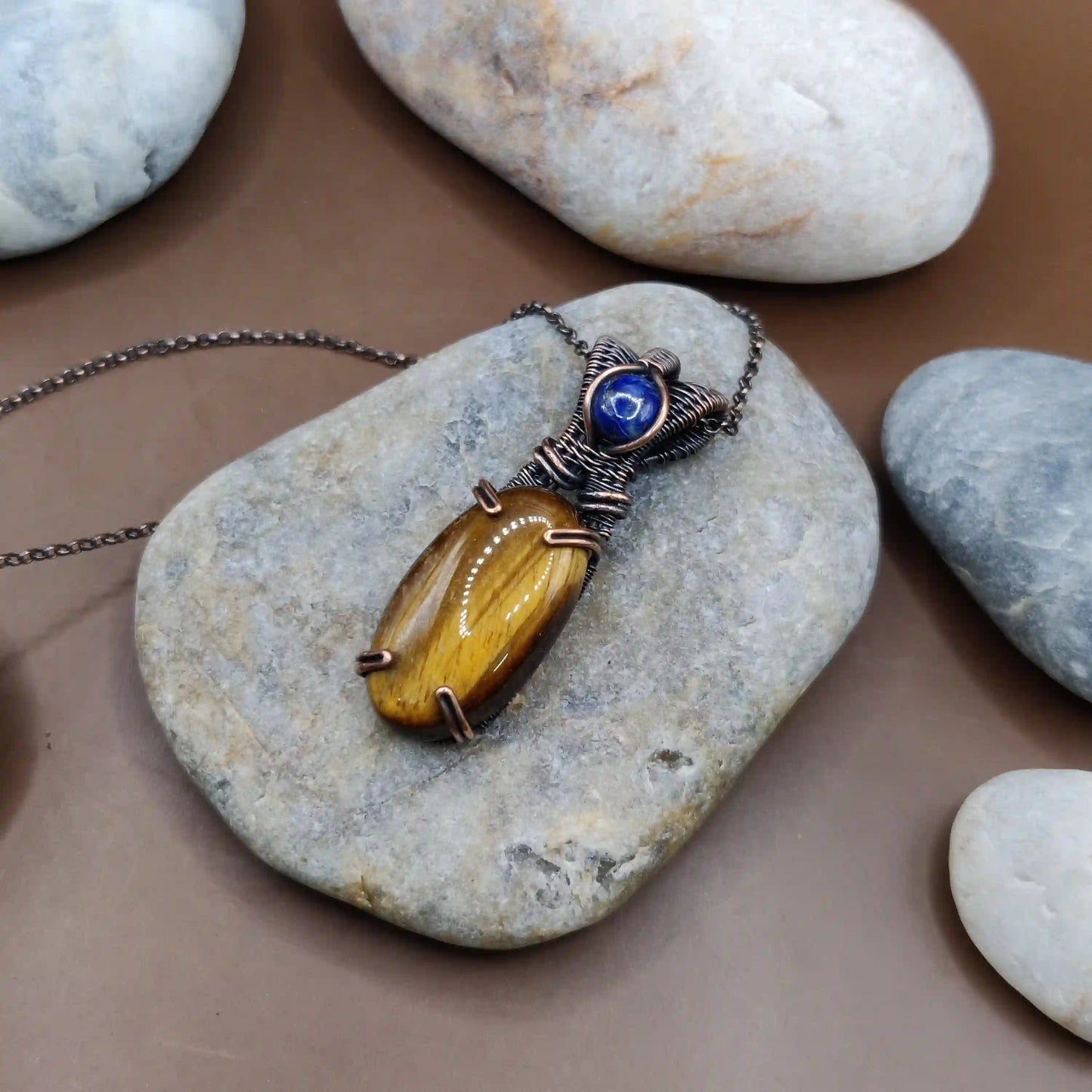 Daiva - Tiger's Eye and Lapis Lazuli Necklace 001 SA1 By Sanguine Aura Handcrafted Jewellery