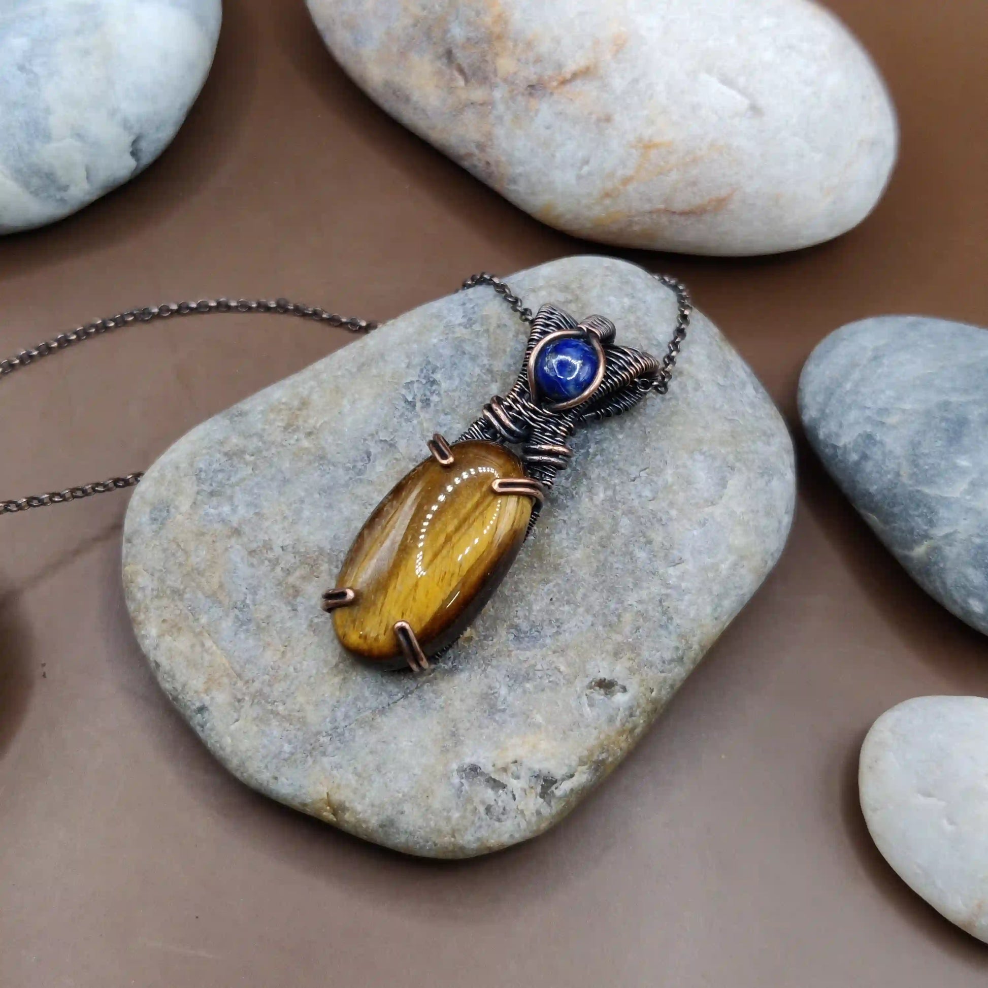 Daiva - Tiger's Eye and Lapis Lazuli Necklace 001 SA1 By Sanguine Aura Handcrafted Jewellery