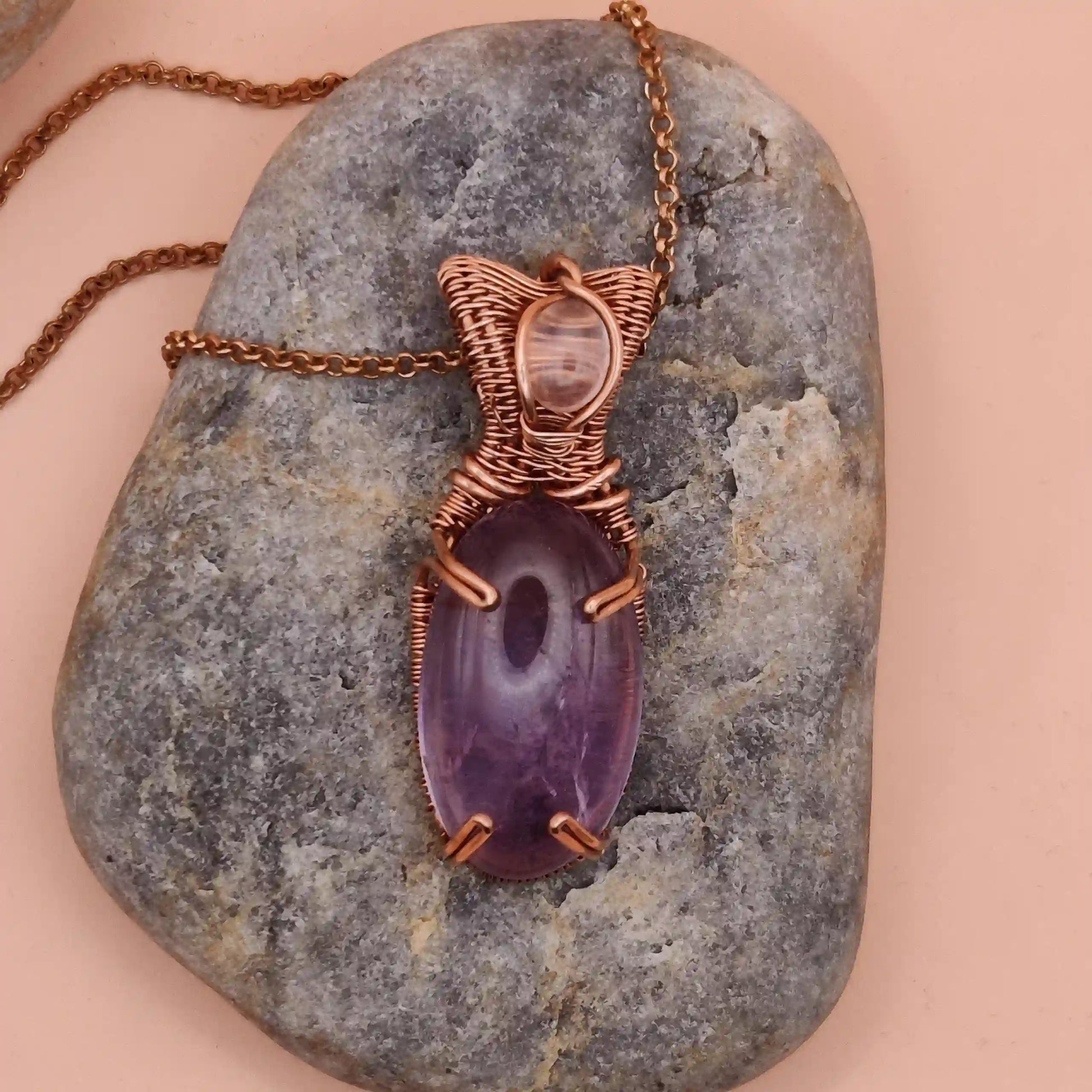 Daiva – Amethyst And Rose Quartz Necklace – 002 By Sanguine Aura Handcrafted Jewellery