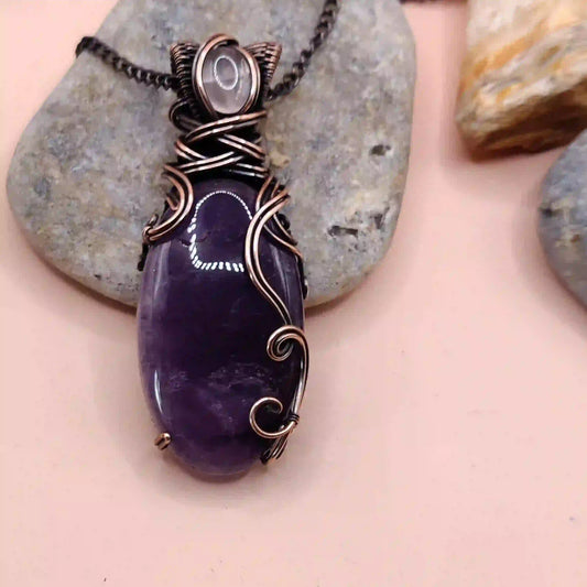 Daiva – Amethyst And Rose Quartz Necklace – 004 SA1 By Sanguine Aura Handcrafted Jewellery