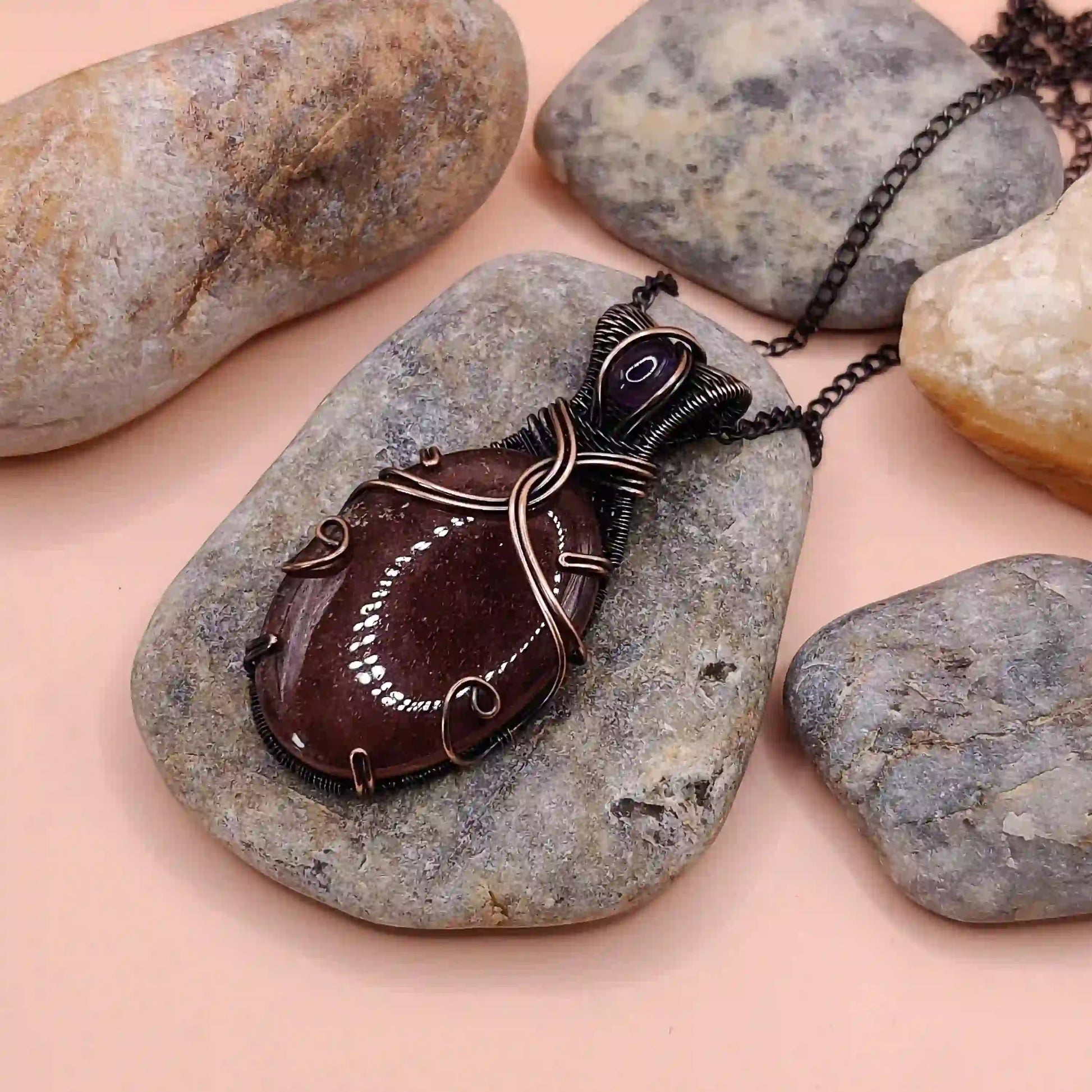 Daiva Strawberry Quartz And Amethyst Necklace 001 By Sanguine Aura Handcrafted Jewellery
