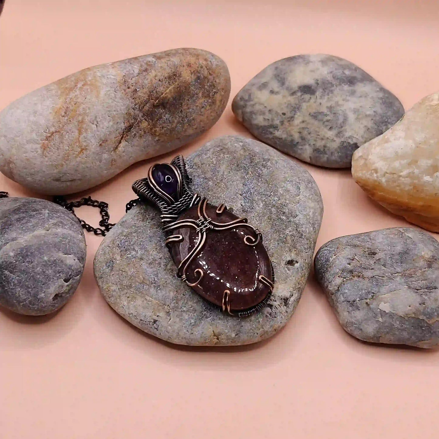 Daiva Strawberry Quartz And Amethyst Necklace 002 SA1 By Sanguine Aura Handcrafted Jewellery
