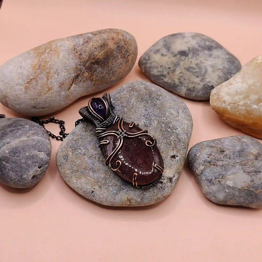 Daiva Strawberry Quartz And Amethyst Necklace 002 SA1 By Sanguine Aura Handcrafted Jewellery