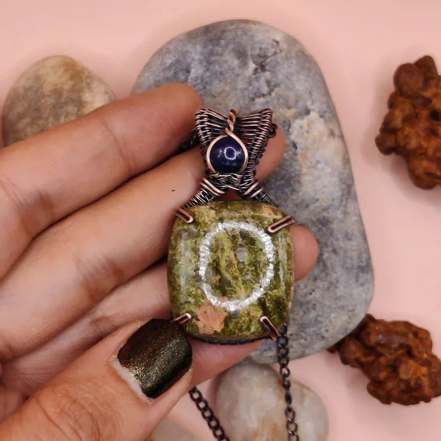 Daiva_Unakite_And_Lapis_Lazuli_Necklace_SA2 By Sanguine Aura Handcrafted Jewellery