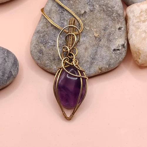 Viti Amethyst Necklace-008 SA1 By Sanguine Aura Handcrafted Jewellery