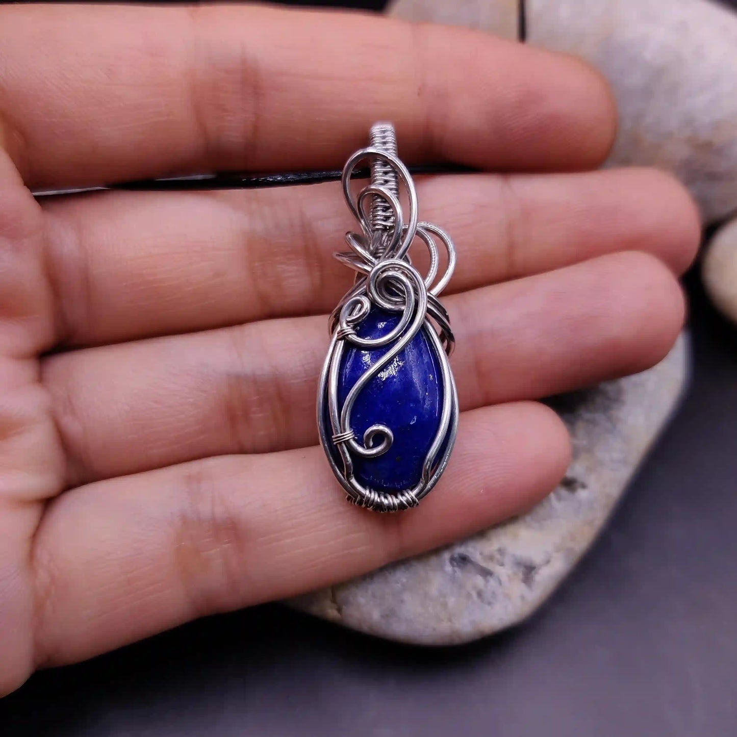 Dakshi - Lapis Lazuli Necklace By Sanguine Aura Handcrafted Jewellery. Healing Benefits of Lapis Lazuli - Peace, Strength, Clarity.