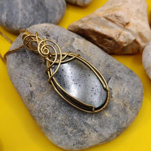 Dakshi Hematite Necklace In Brass 001 By Sanguine Aura Handcrafted Jewellery