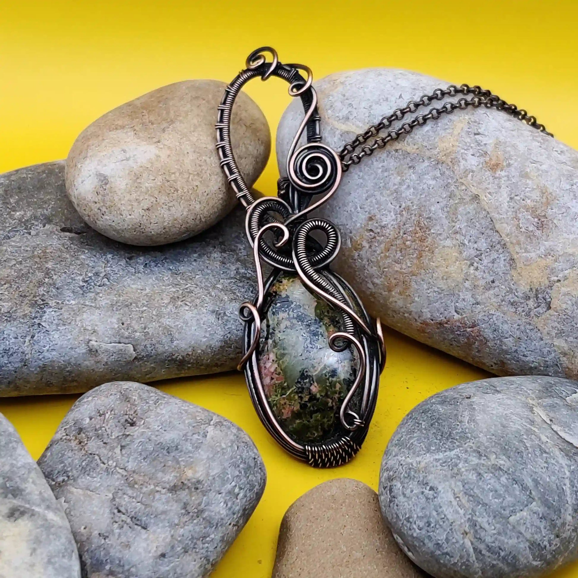 Ekaa – Unakite Necklace- 001 By Sanguine Aura Handcrafted Jewellery