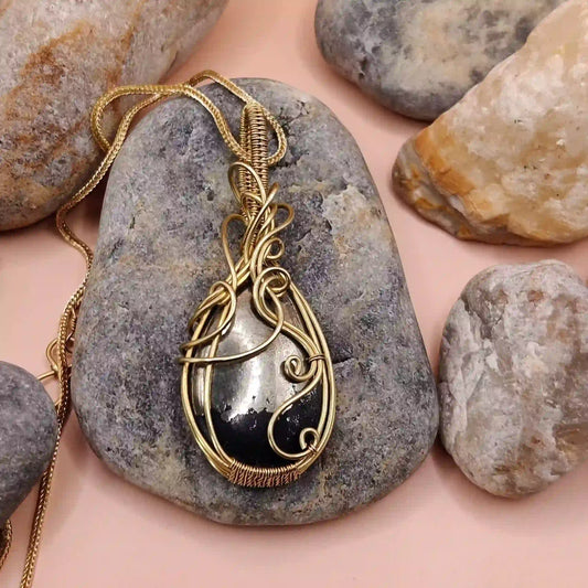 Eshika Pyrite Necklace- 003 By Sanguine Aura Handcrafted Jewellery