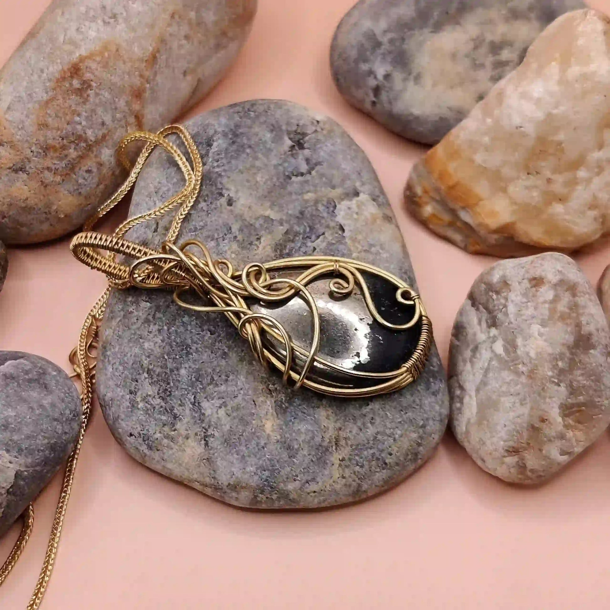 Eshika Pyrite Necklace- 003 SA1 By Sanguine Aura Handcrafted Jewellery