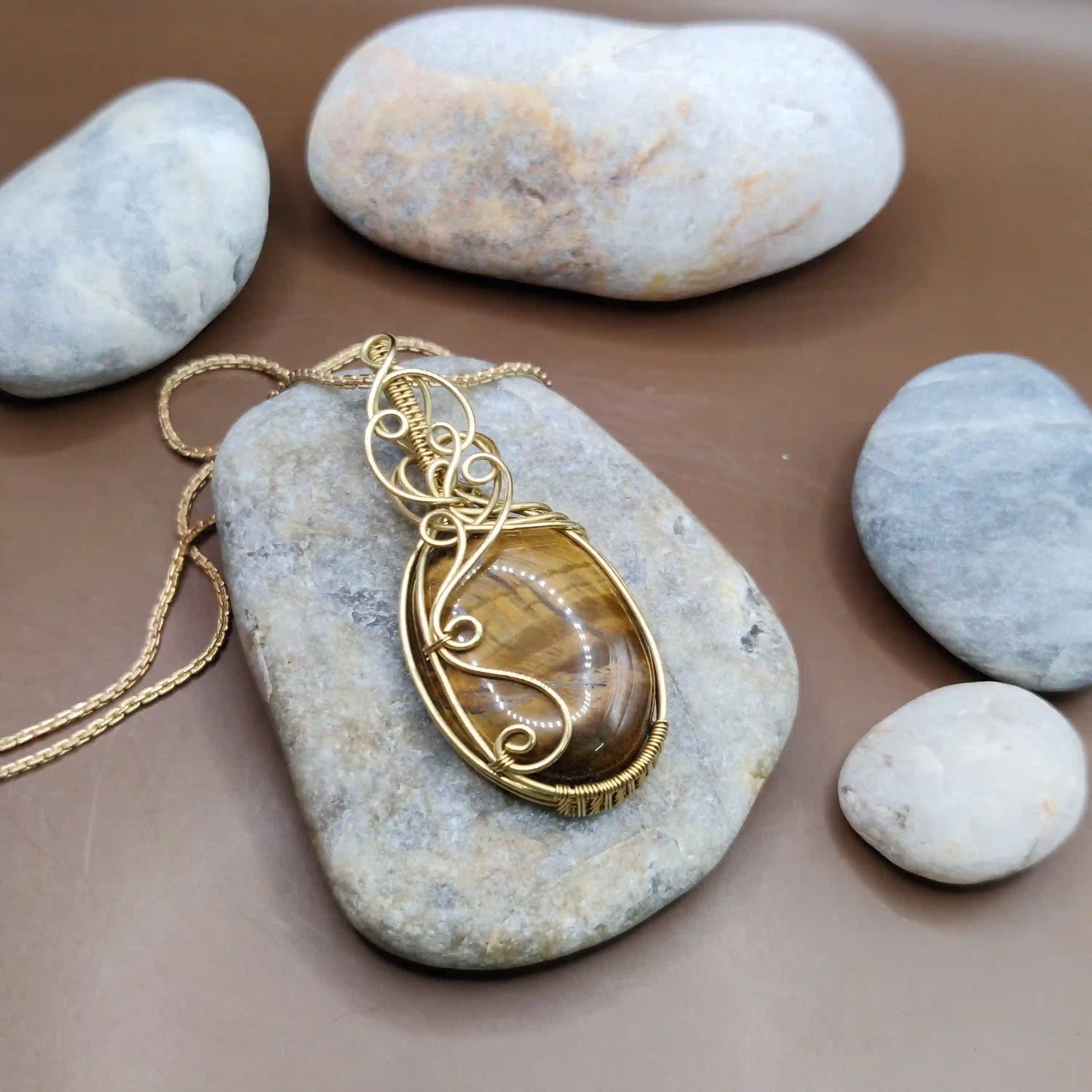 Grahish - Tiger's Eye Necklace 001 SA1 By Sanguine Aura Handcrafted Jewellery