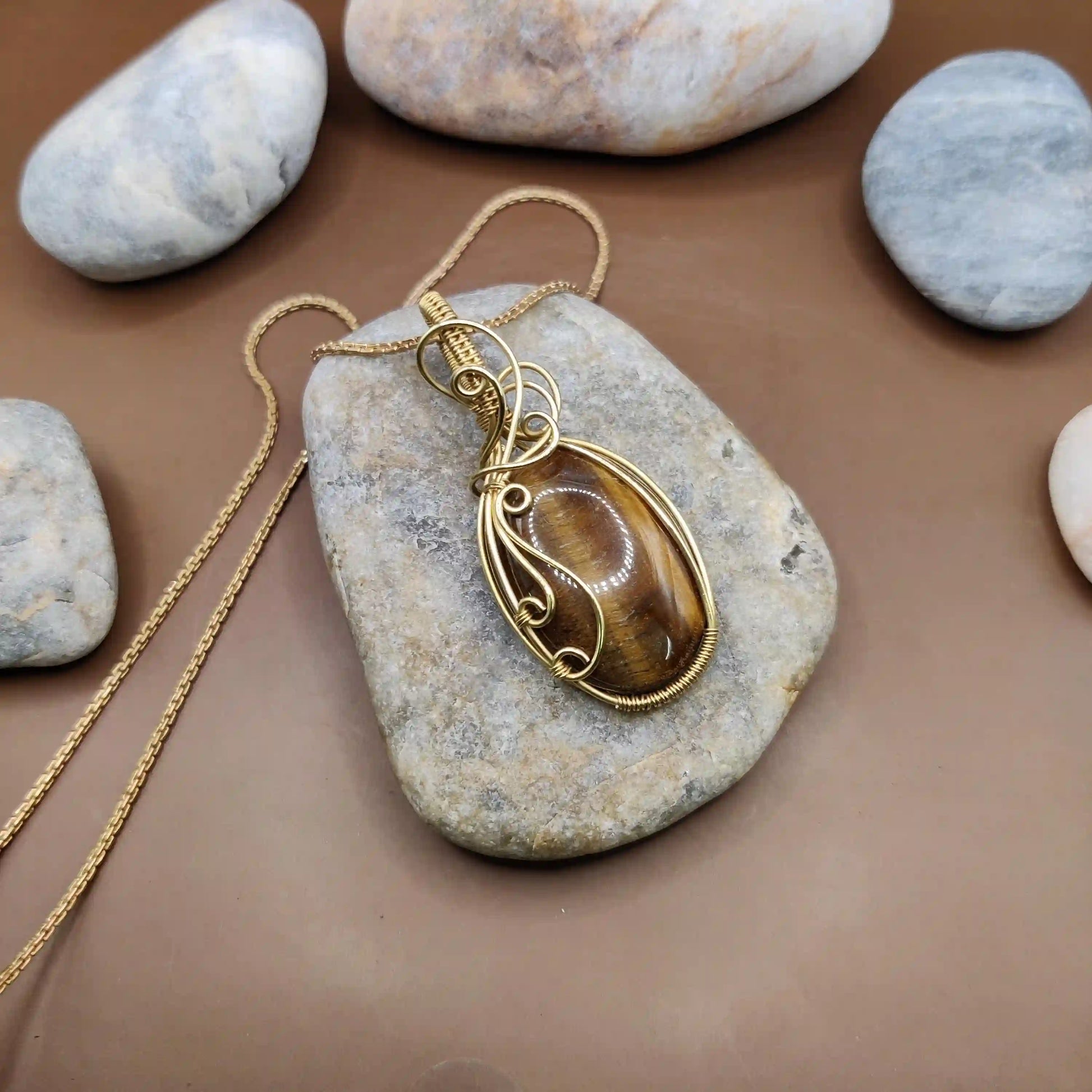 Grahish - Tiger's Eye Necklace 002 SA1 By Sanguine Aura Handcrafted Jewellery