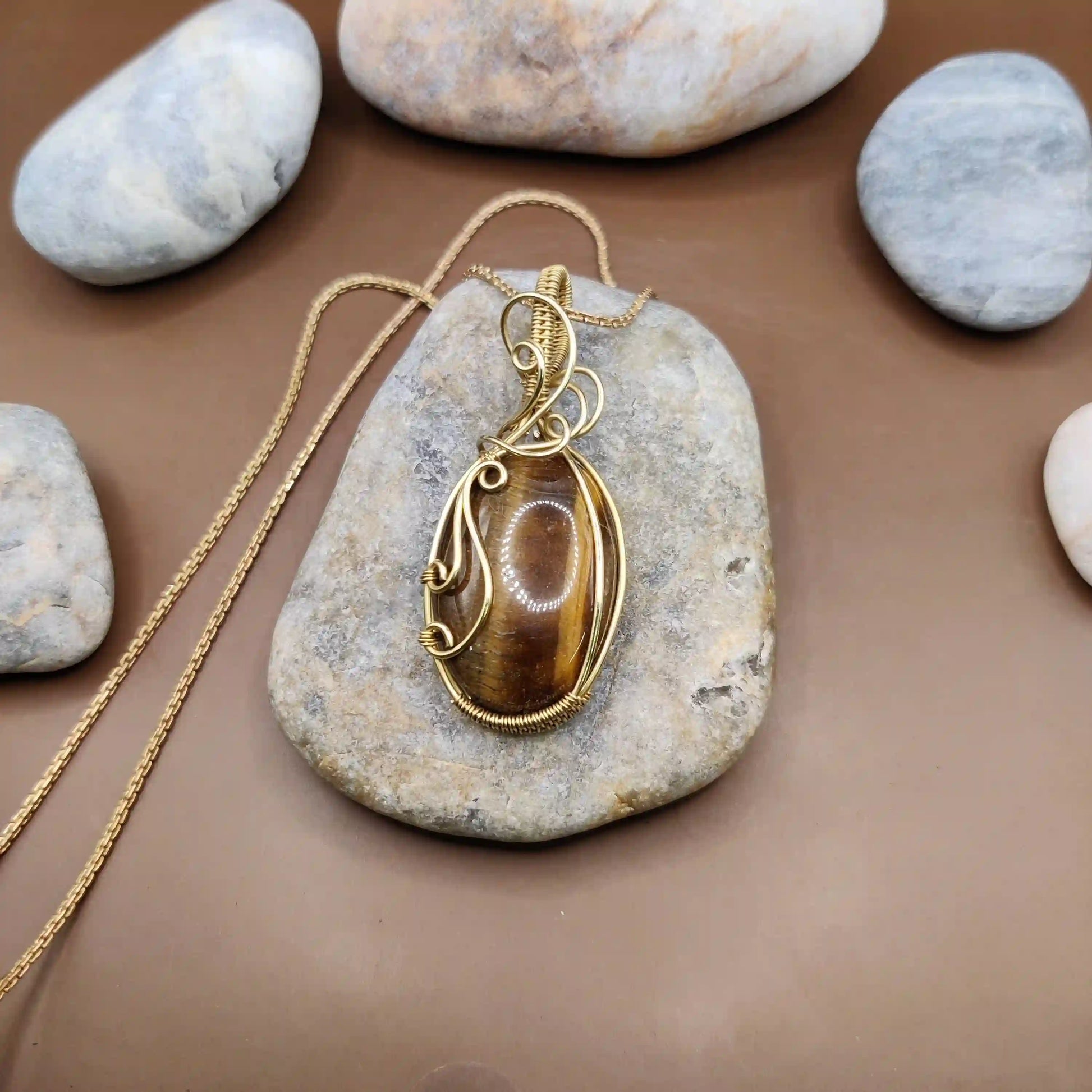 Grahish - Tiger's Eye Necklace 002 SA2 By Sanguine Aura Handcrafted Jewellery