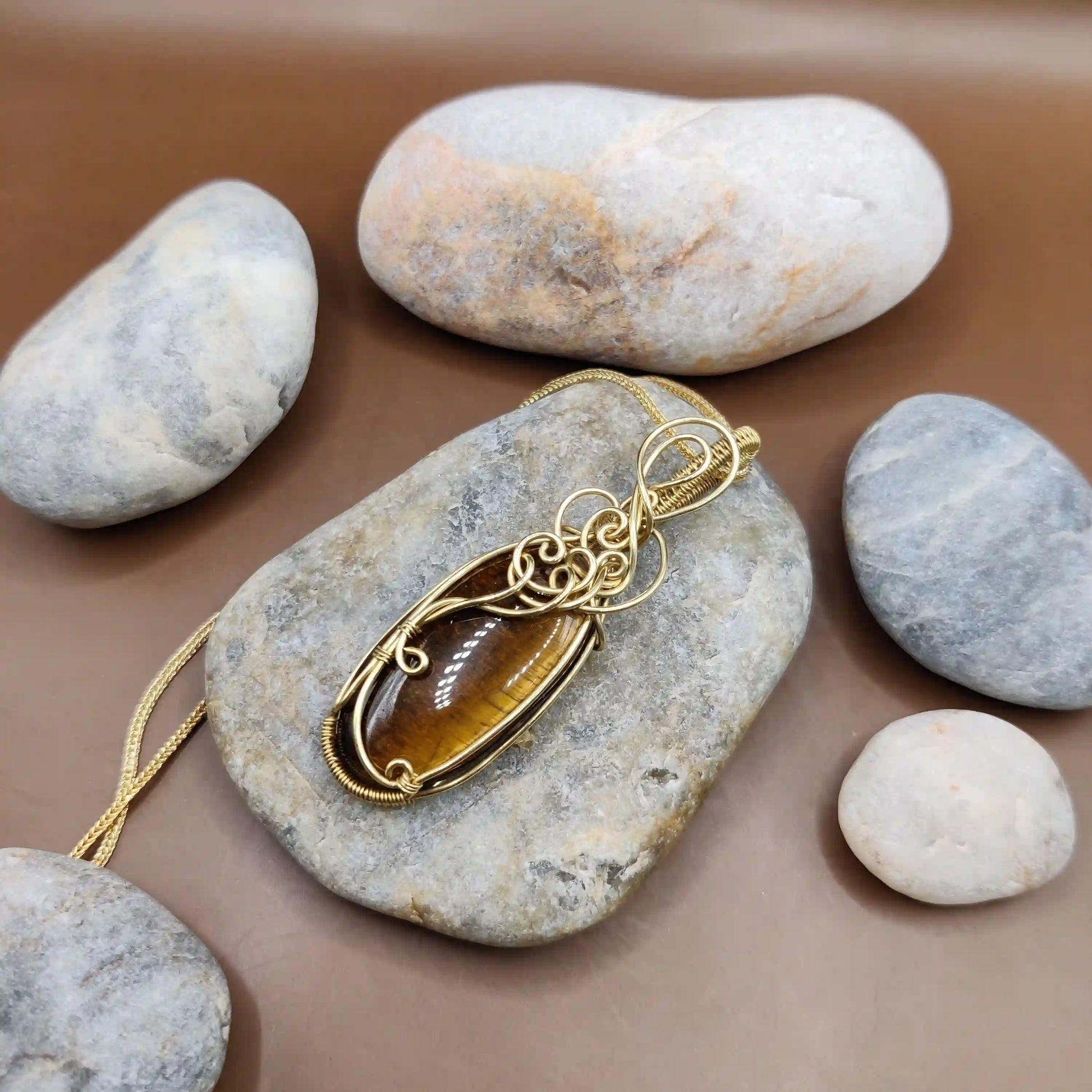 Grahish - Tiger's Eye Necklace 003 SA1 By Sanguine Aura Handcrafted Jewellery
