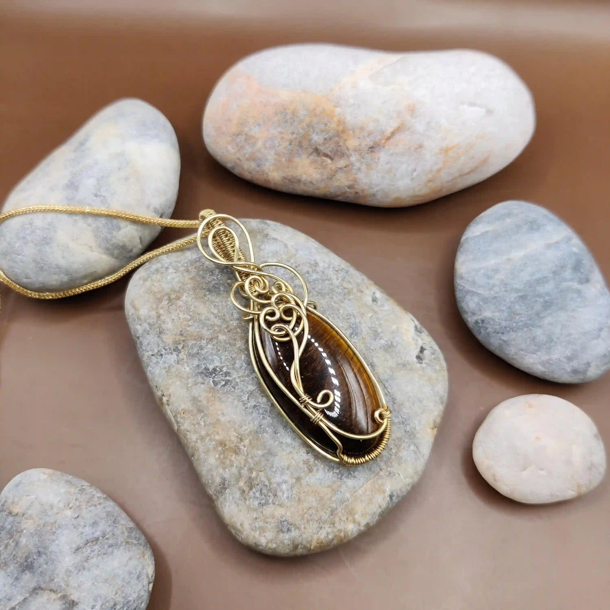 Grahish - Tiger's Eye Necklace 003 SA2 By Sanguine Aura Handcrafted Jewellery