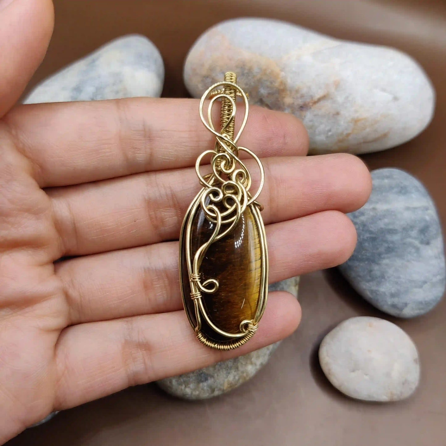 Grahish - Tiger's Eye Necklace 003 SA3 By Sanguine Aura Handcrafted Jewellery