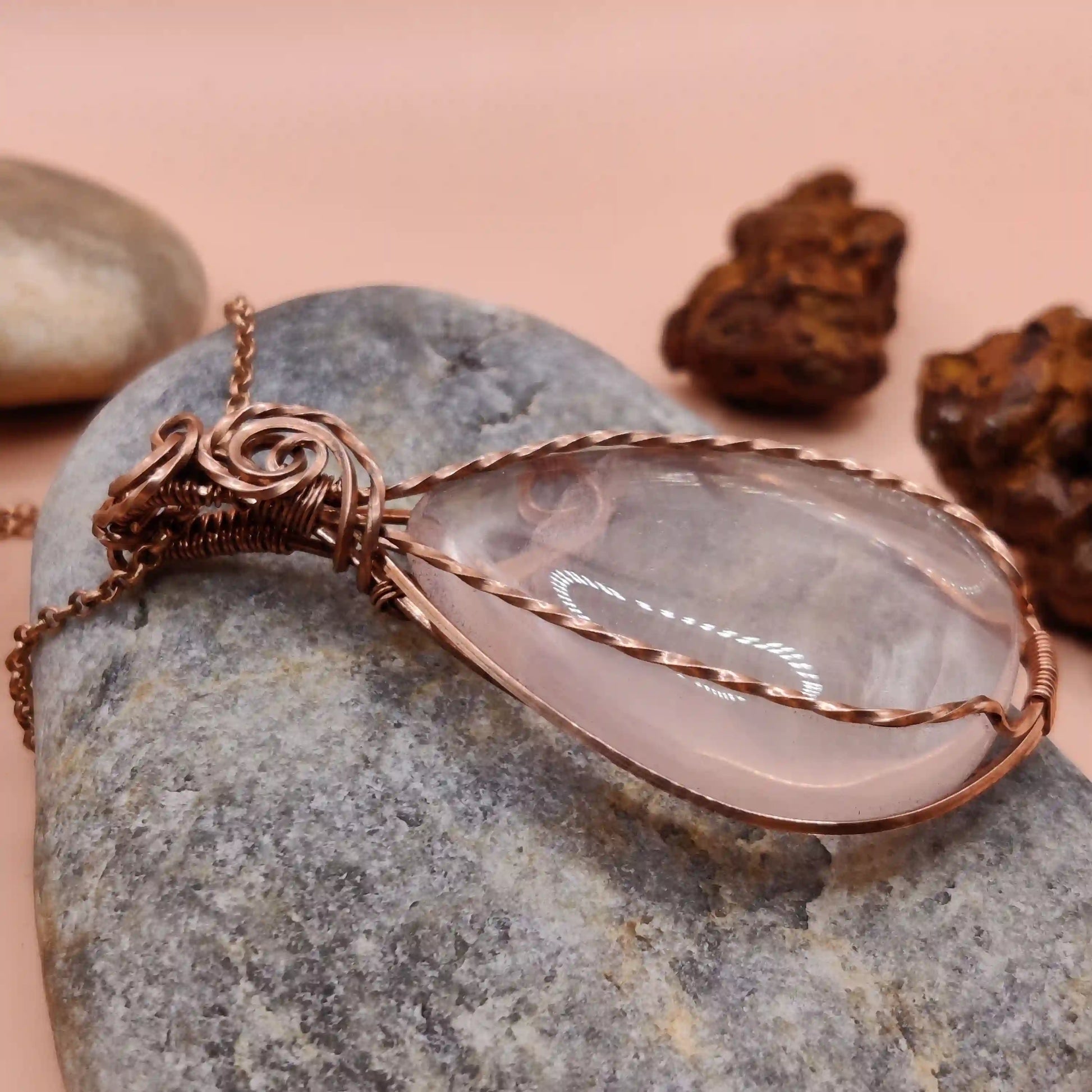 Gulika Rose Quartz Necklace SA1 By Sanguine Aura Handcrafted Jewellery