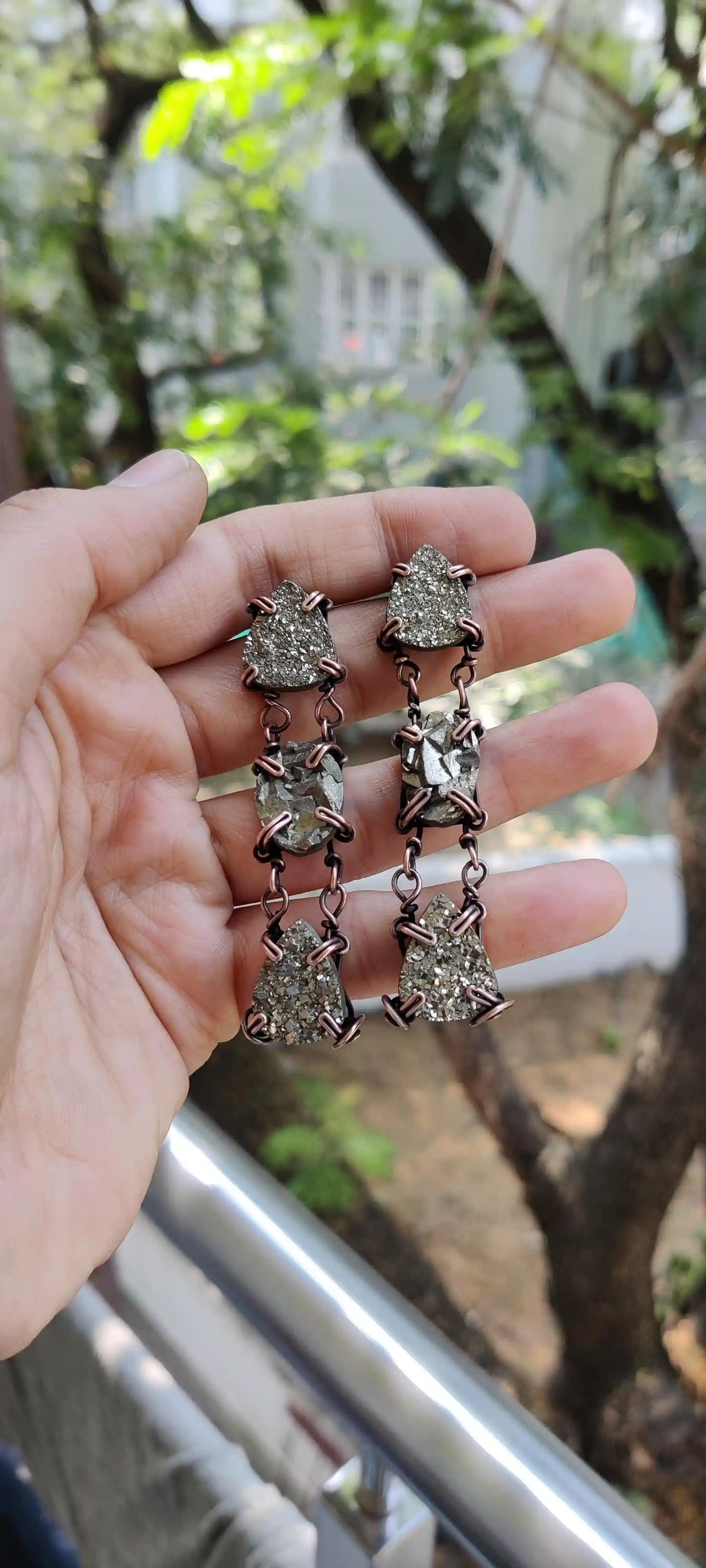 Sneh- Raw Pyrite Earrings