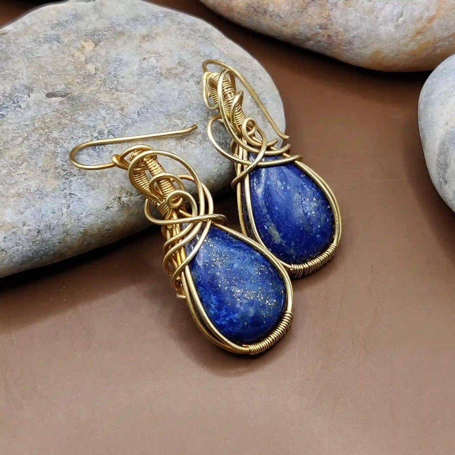 Laasya – Lapis Lazuli Earrings – 002 By Sanguine Aura Handcrafted Jewellery