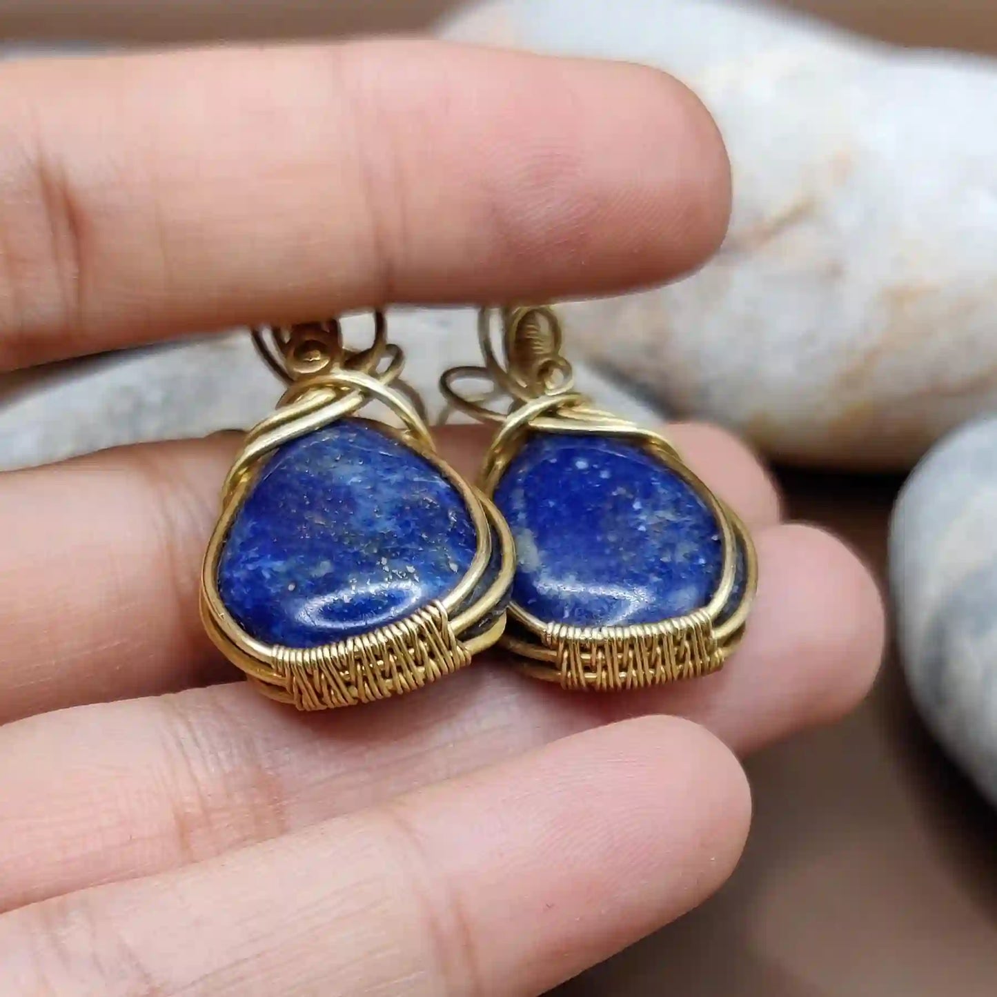 Laasya – Lapis Lazuli Earrings – 002 By Sanguine Aura Handcrafted Jewellery
