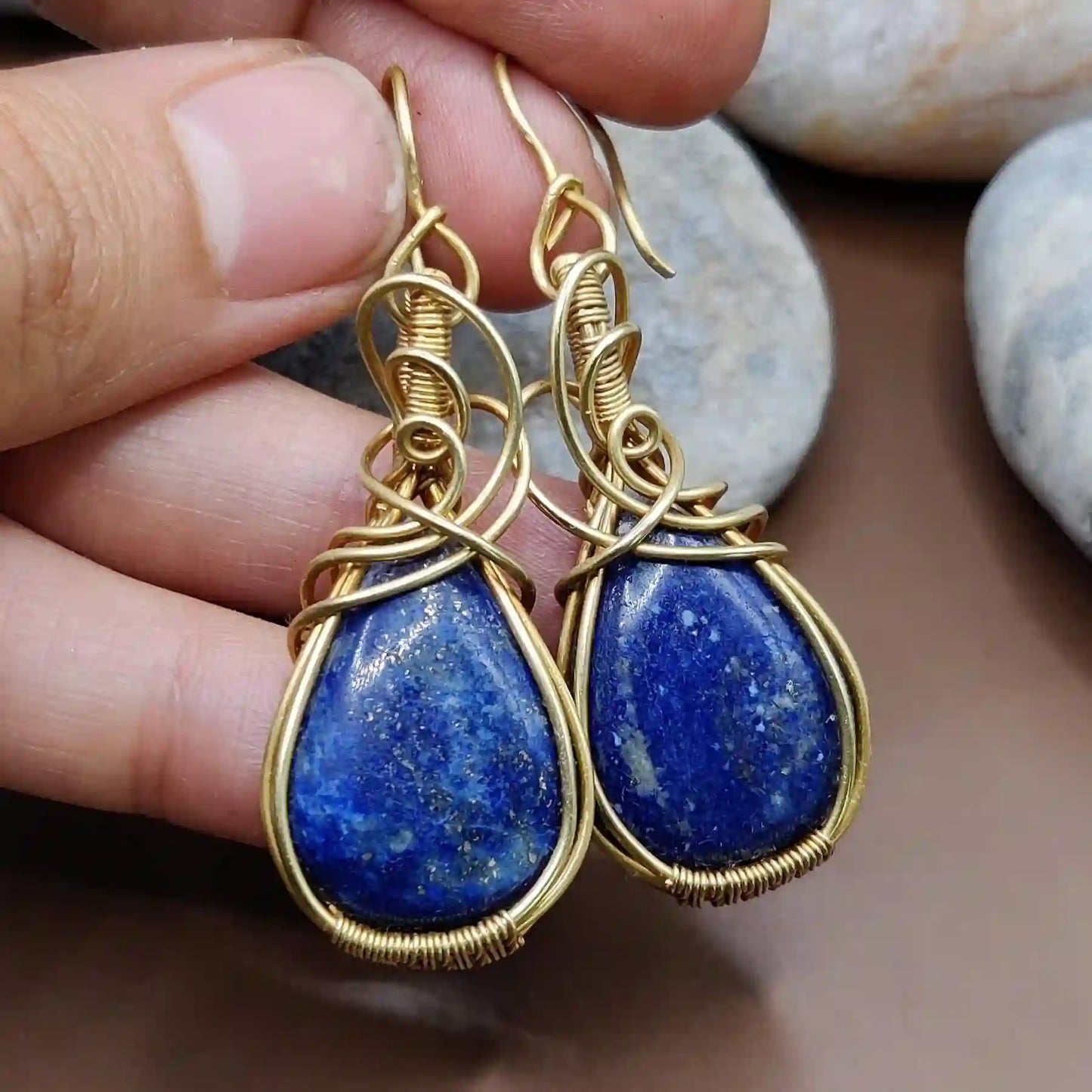 Laasya – Lapis Lazuli Earrings – 002 By Sanguine Aura Handcrafted Jewellery