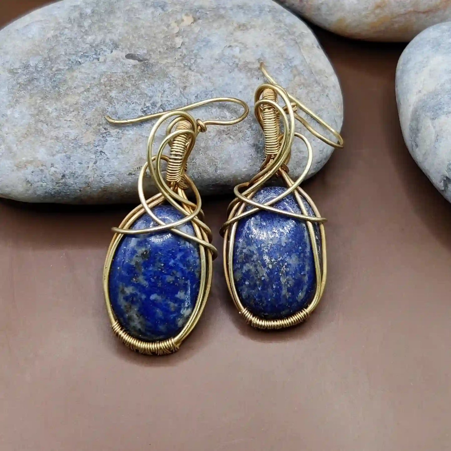 Kimaya - Lapis Lazuli Earrings 002 By Sanguine Aura Handcrafted Jewellery. Healing Benefits of Lapis Lazuli - Peace, Strength, Clarity.
