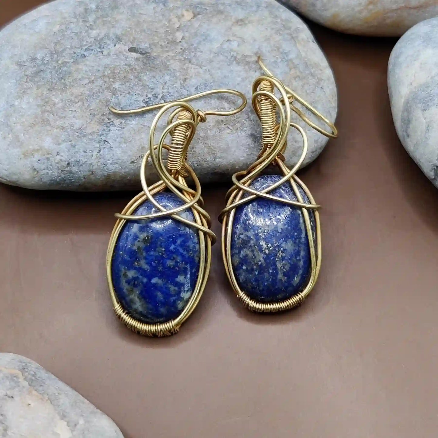 Kimaya - Lapis Lazuli Earrings 002 By Sanguine Aura Handcrafted Jewellery
