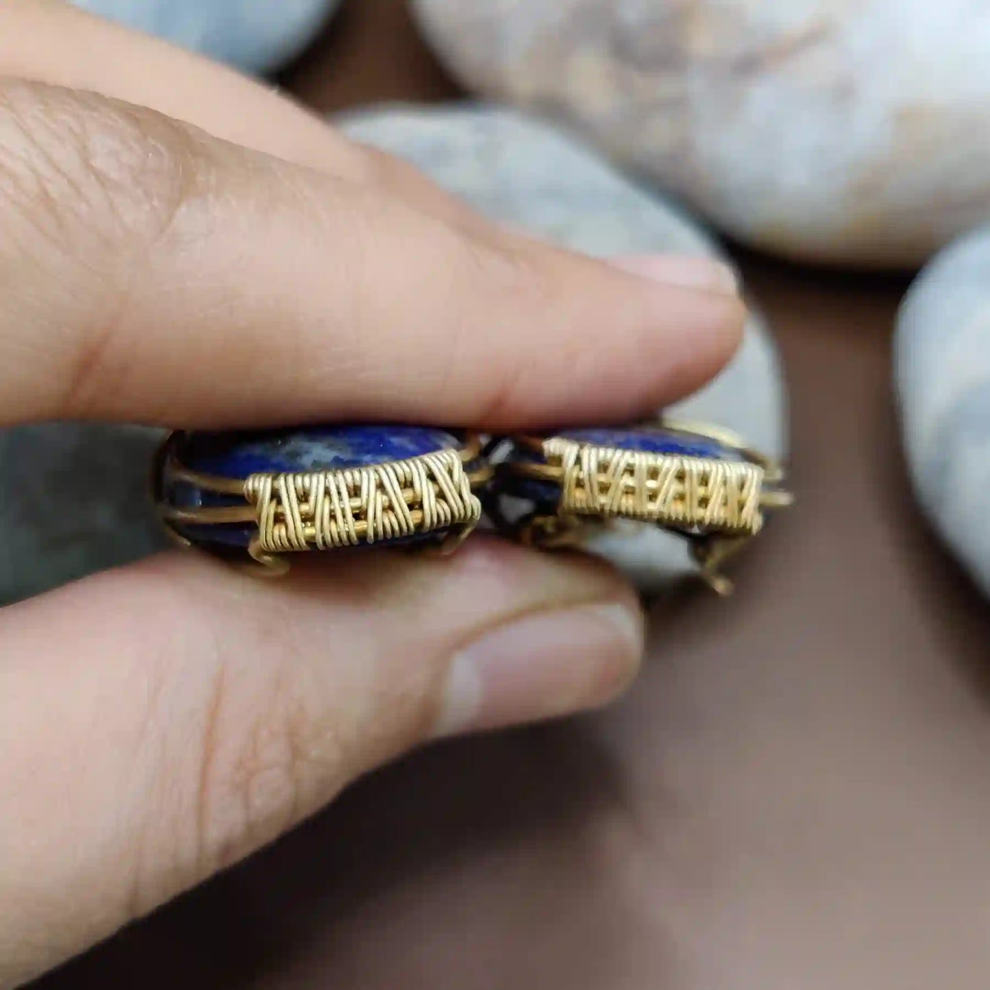 Kimaya - Lapis Lazuli Earrings 002 By Sanguine Aura Handcrafted Jewellery