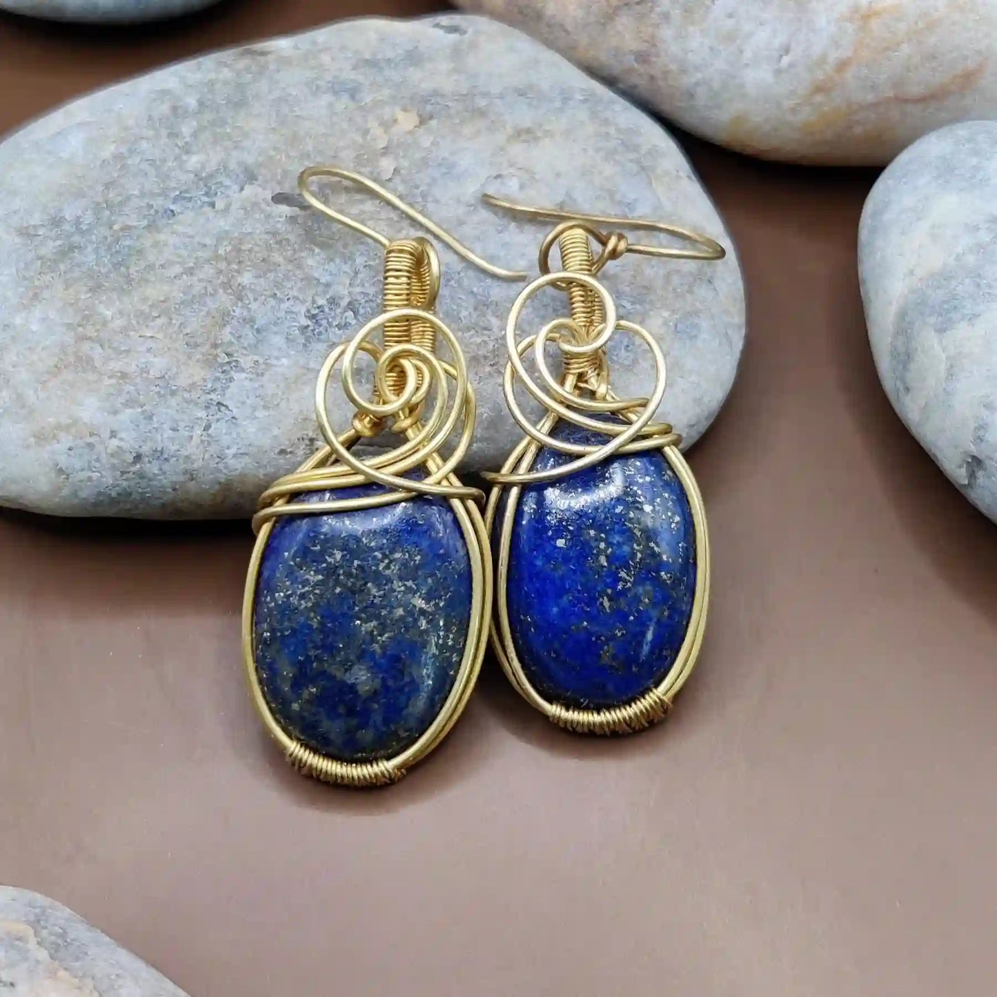 Kimaya - Lapis Lazuli Earrings 003 By Sanguine Aura Handcrafted Jewellery. Healing Benefits of Lapis Lazuli - Peace, Strength, Clarity.