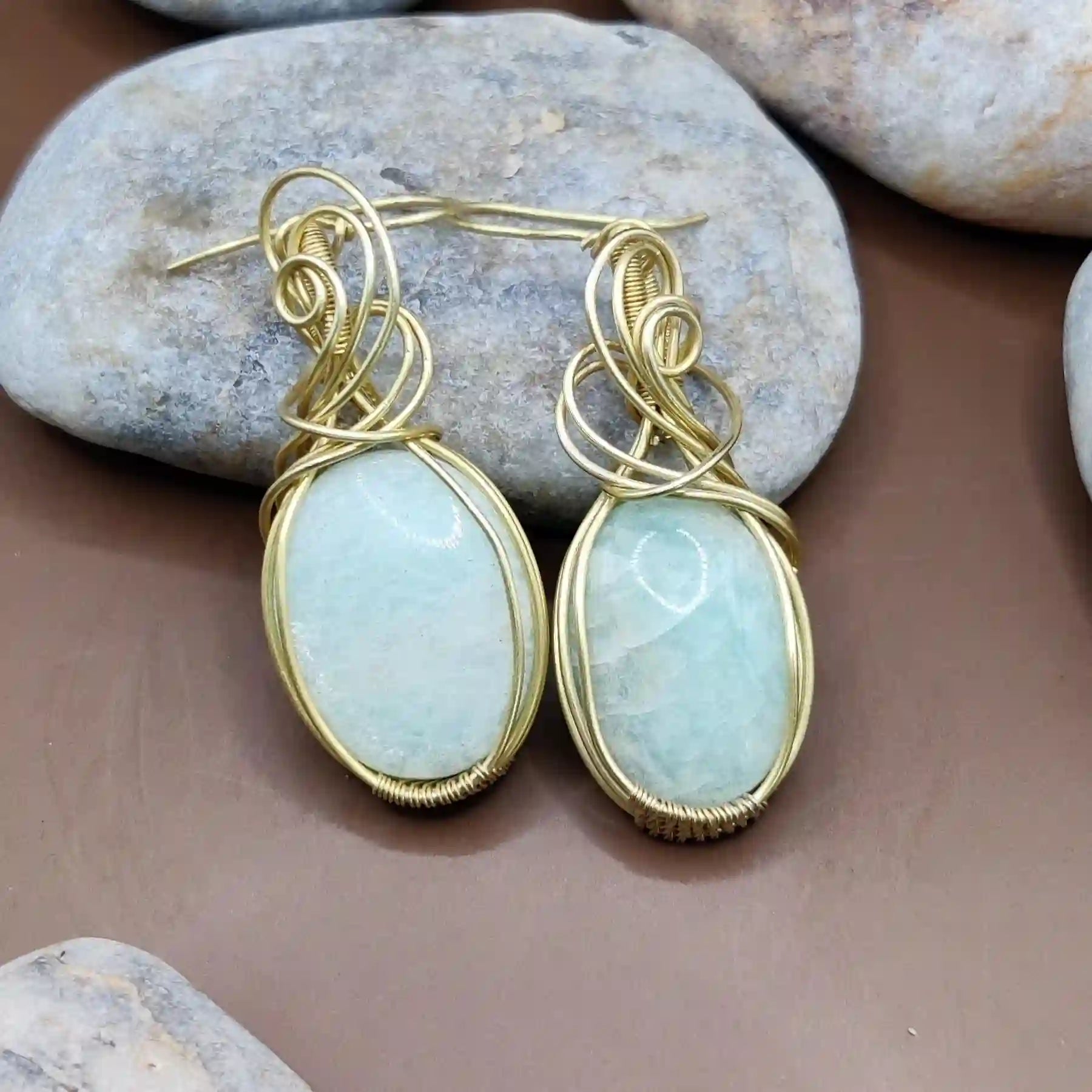Kimaya - Amazonite Earrings 001 By Sanguine Aura Handcrafted Jewellery