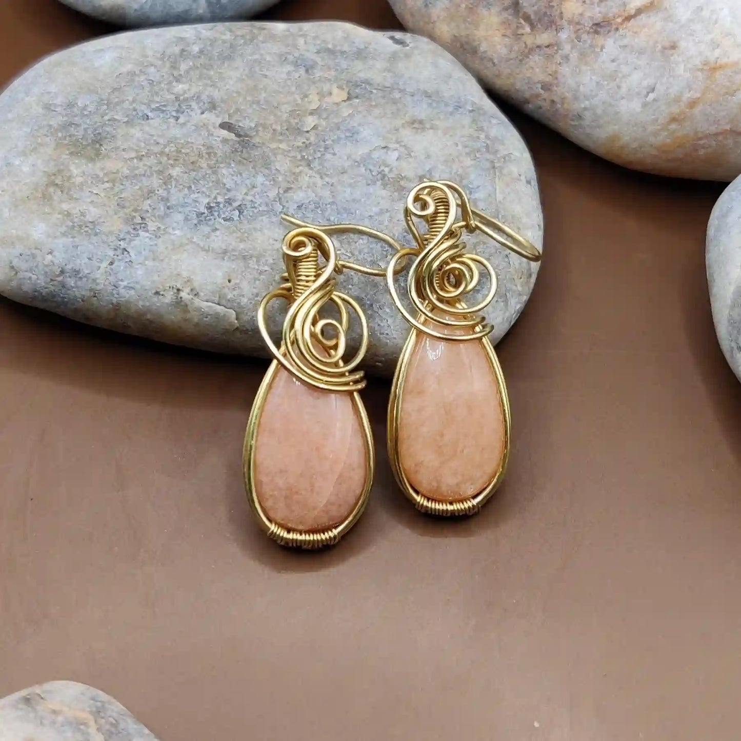 Laasya – Pink Amazonite Earrings – 003 By Sanguine Aura Handcrafted Jewellery