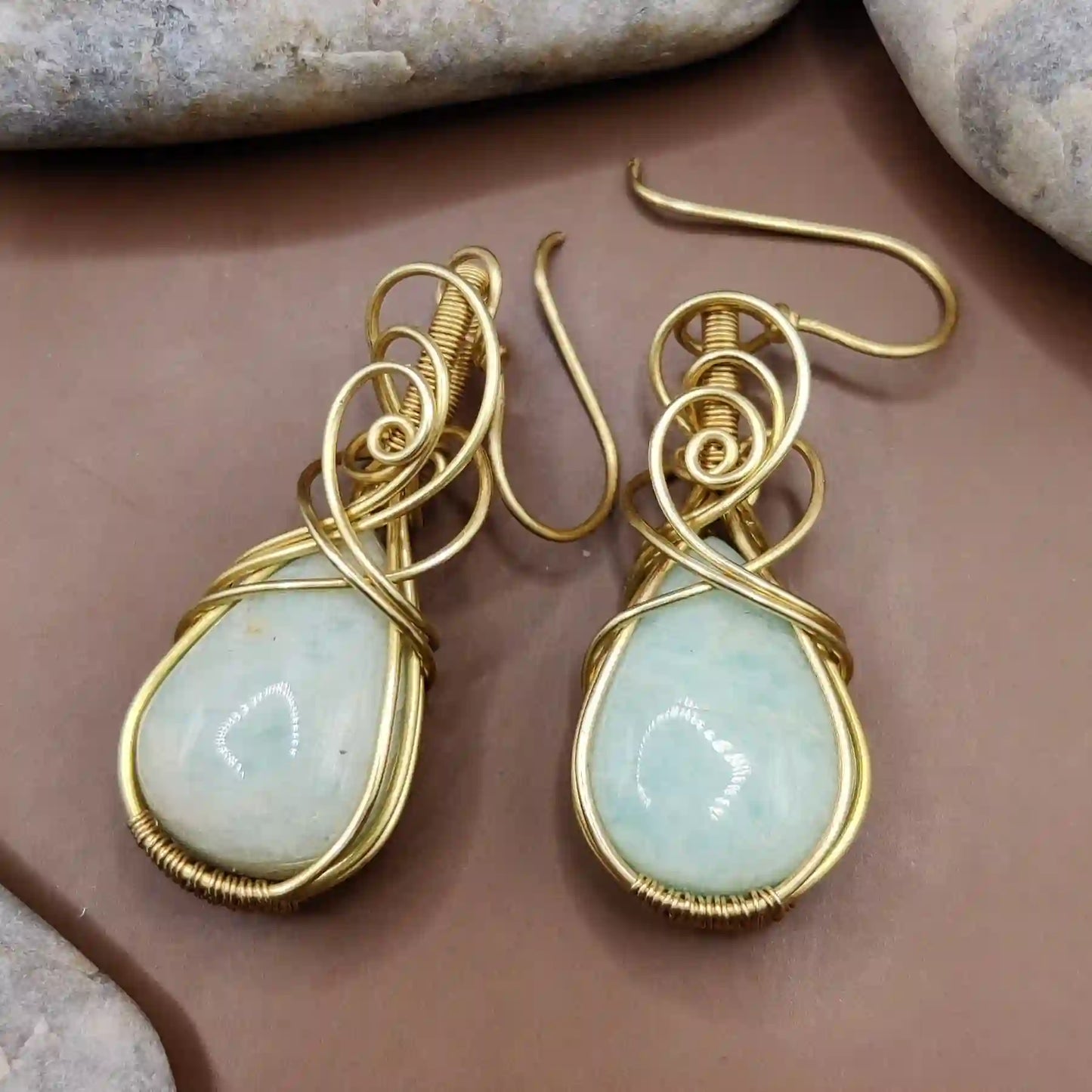 Laasya - Amazonite Earrings 001 By Sanguine Aura Handcrafted Jewellery