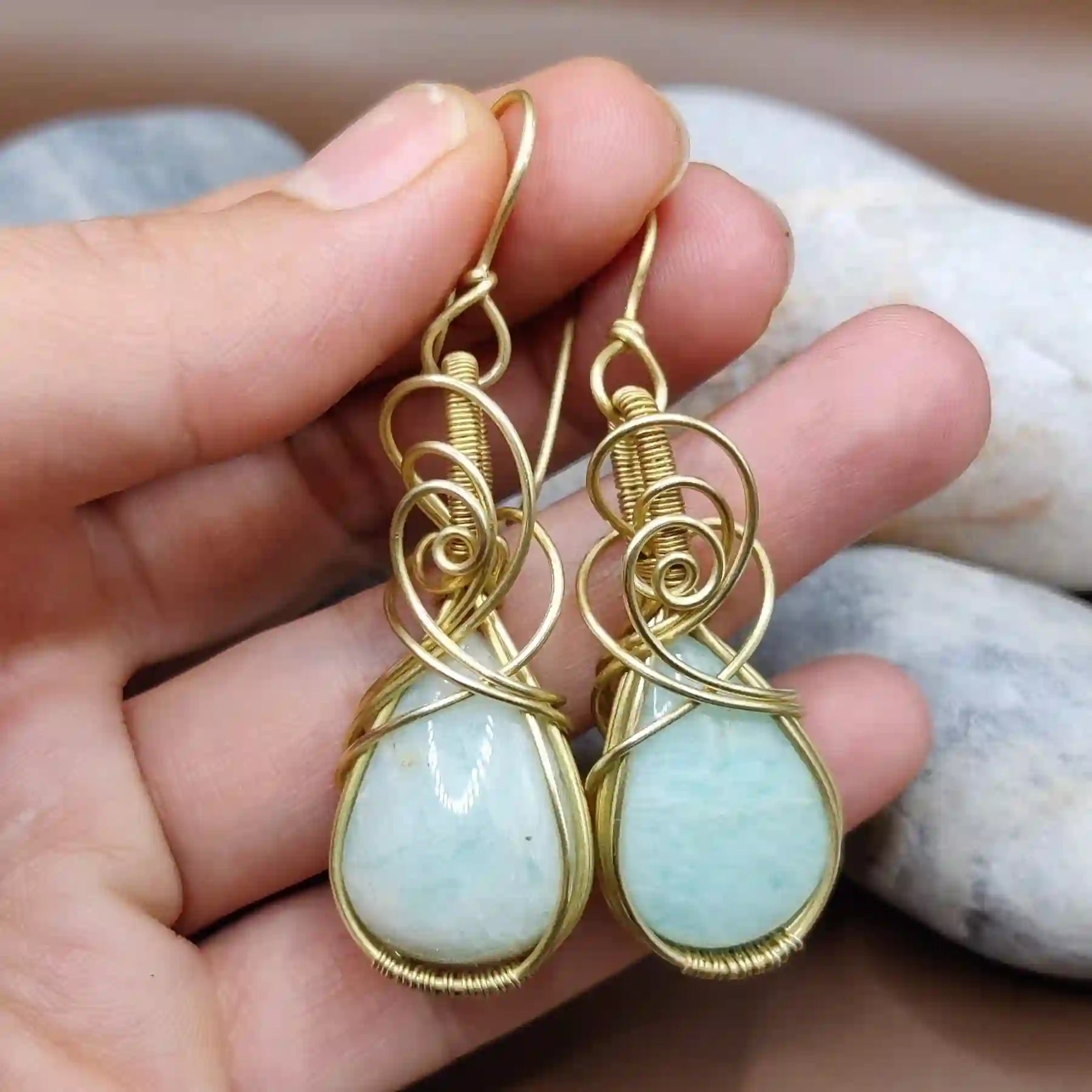 Laasya - Amazonite Earrings 001 By Sanguine Aura Handcrafted Jewellery
