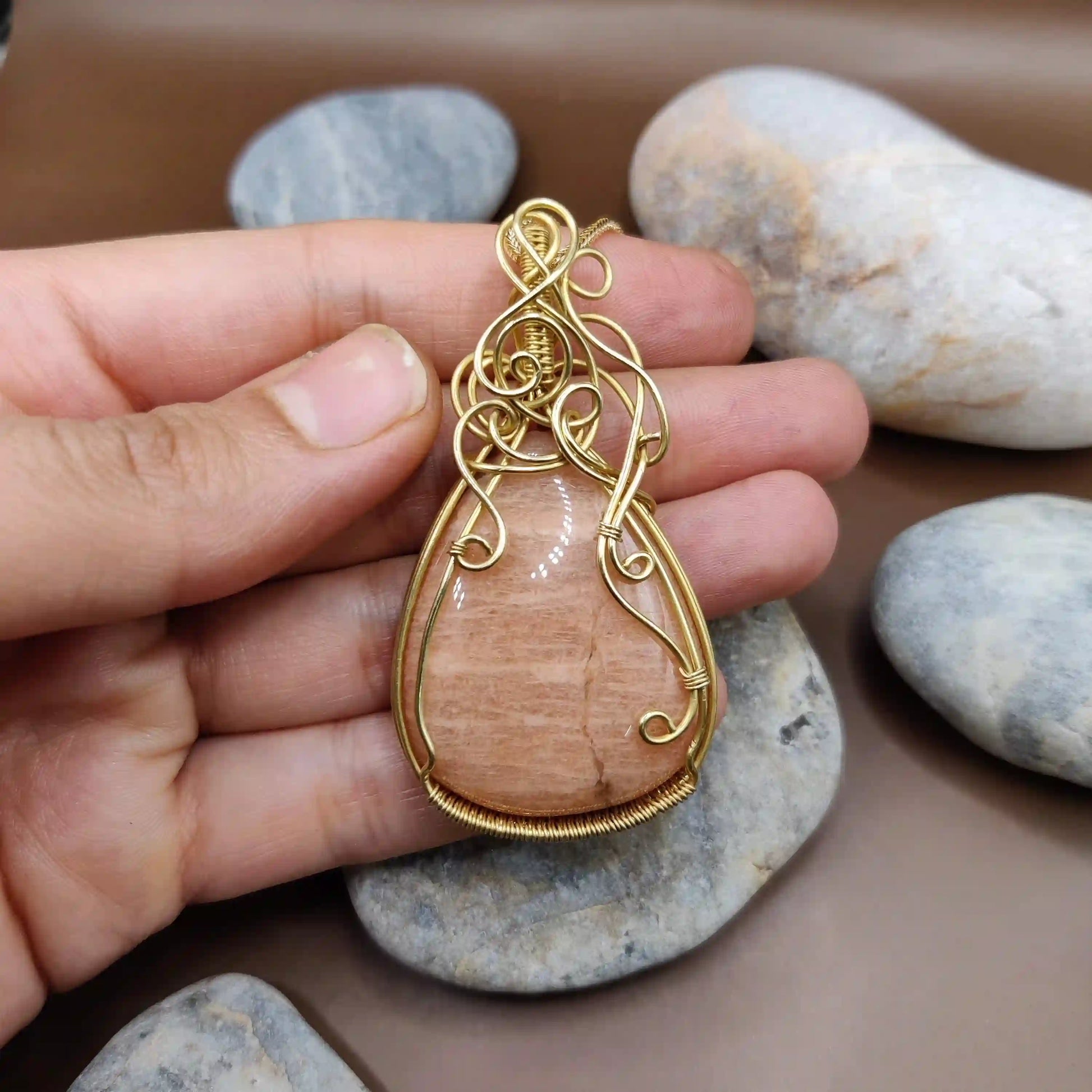 Runi – Pink Amazonite Necklace By Sanguine Aura Handcrafted Jewellery