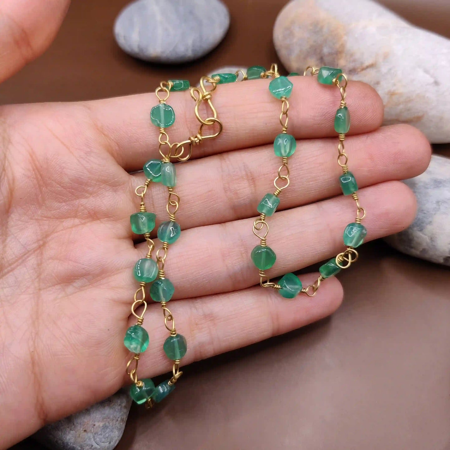 Kiran - Green Onyx Chain By Sanguine Aura Handcrafted Jewellery