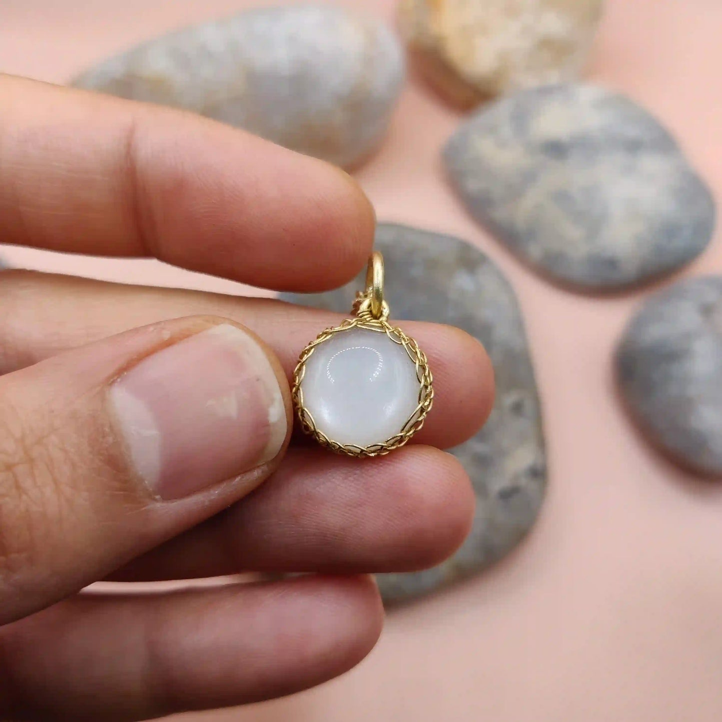 Meera - White Moonstone Necklace By Sanguine Aura Handcrafted Jewellery