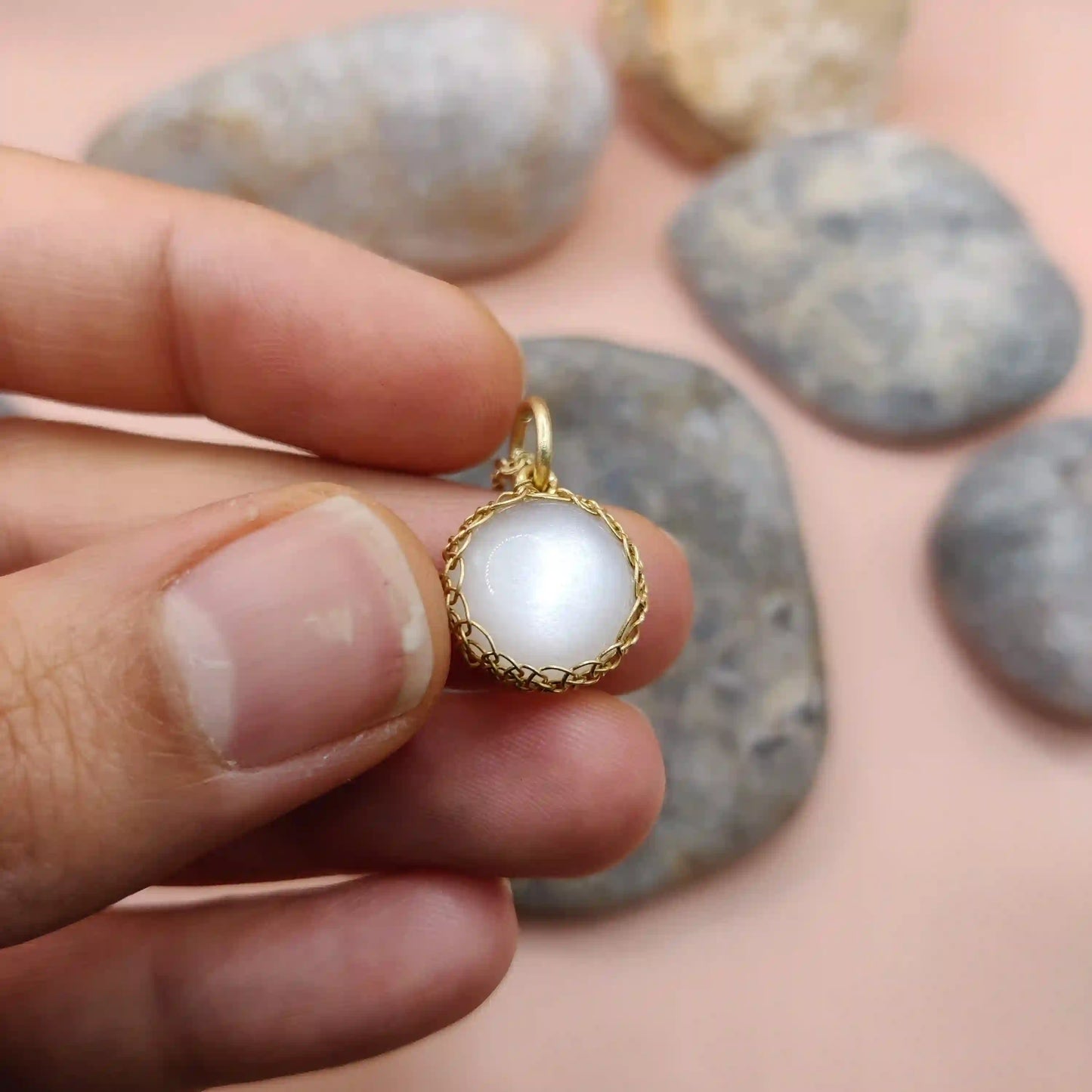 Meera - White Moonstone Necklace By Sanguine Aura Handcrafted Jewellery