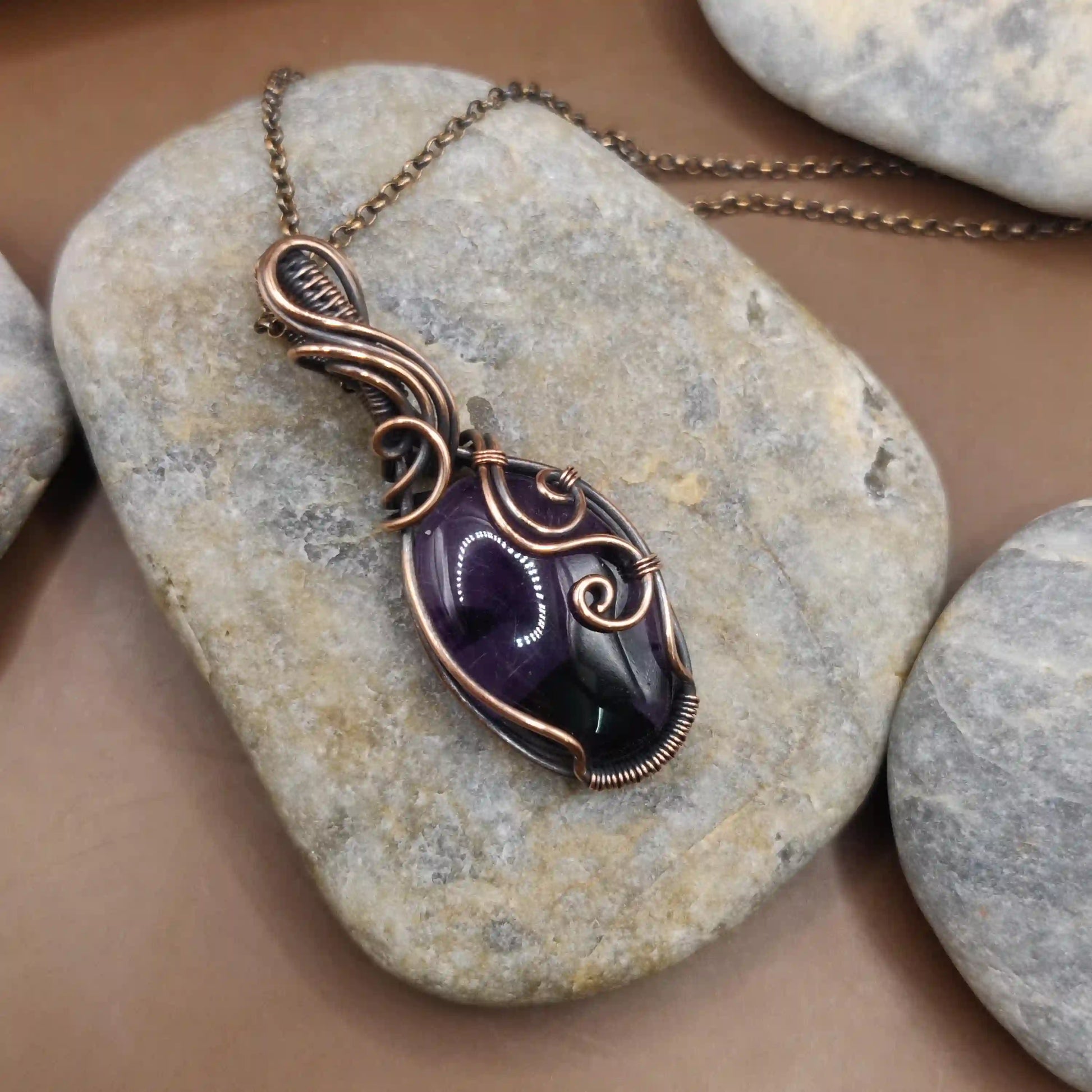 Urvi - Arapiche Amethyst Necklace By Sanguine Aura Handcrafted Jewellery. Healing Benefits of Arapiche Amethyst - Promotes peace, intuition, clarity, protection.