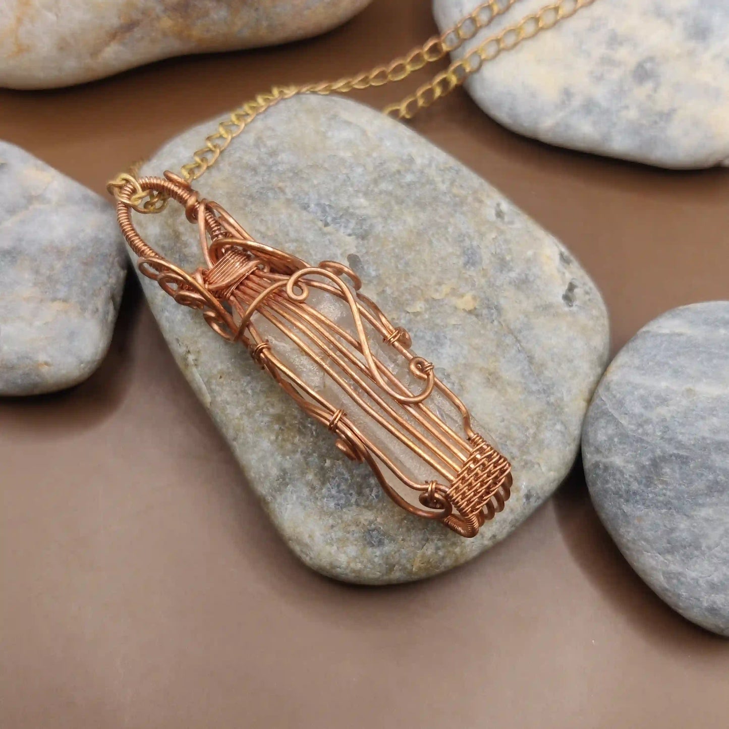 Aadhini- Clear Quartz Necklace - 007 SA3 By Sanguine Aura Handcrafted Jewellery