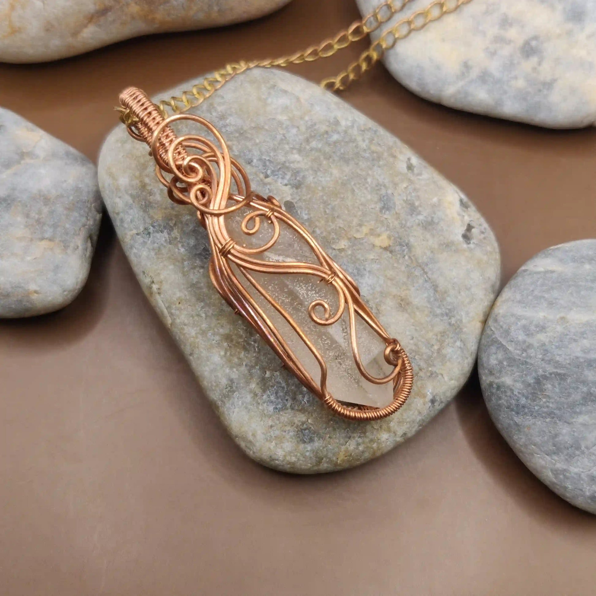 Aadhini- Clear Quartz Necklace - 007 SA1 By Sanguine Aura Handcrafted Jewellery