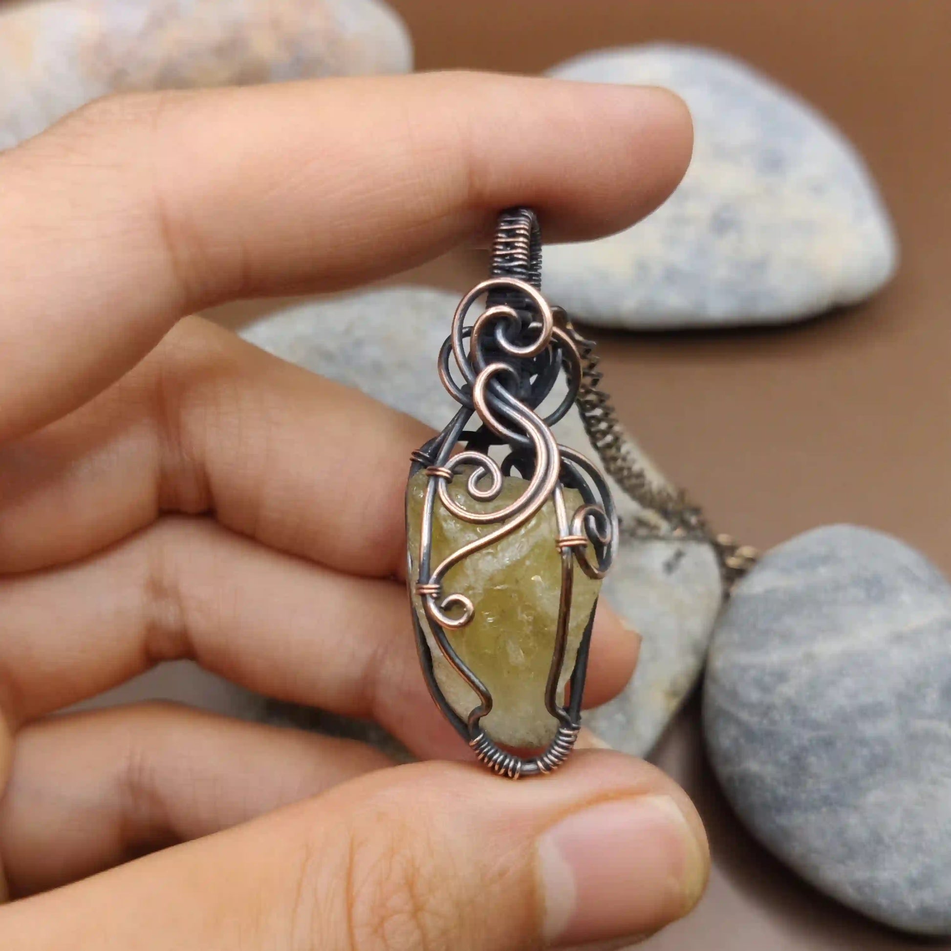 Aadhini -  Raw Citrine Necklace 002 SA2 By Sanguine Aura Handcrafted Jewellery