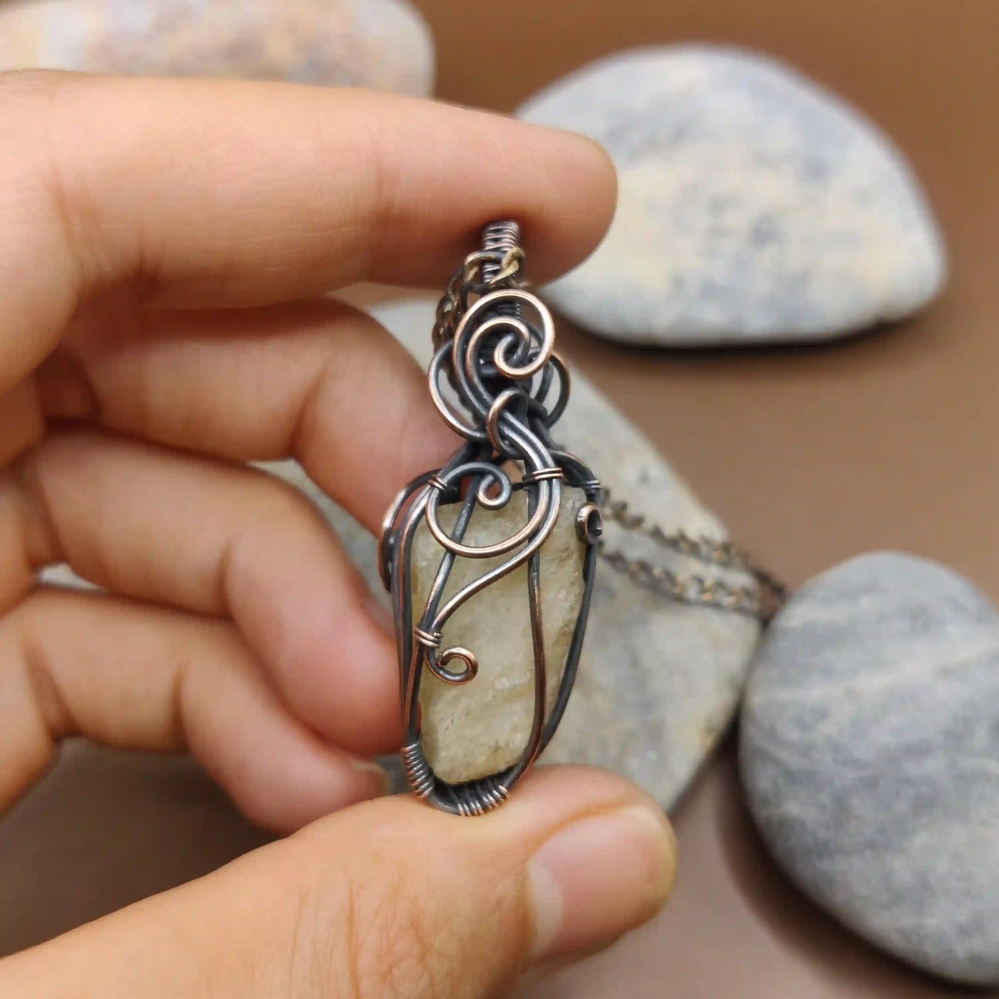 Aadhini -  Raw Citrine Necklace 002 SA3 By Sanguine Aura Handcrafted Jewellery