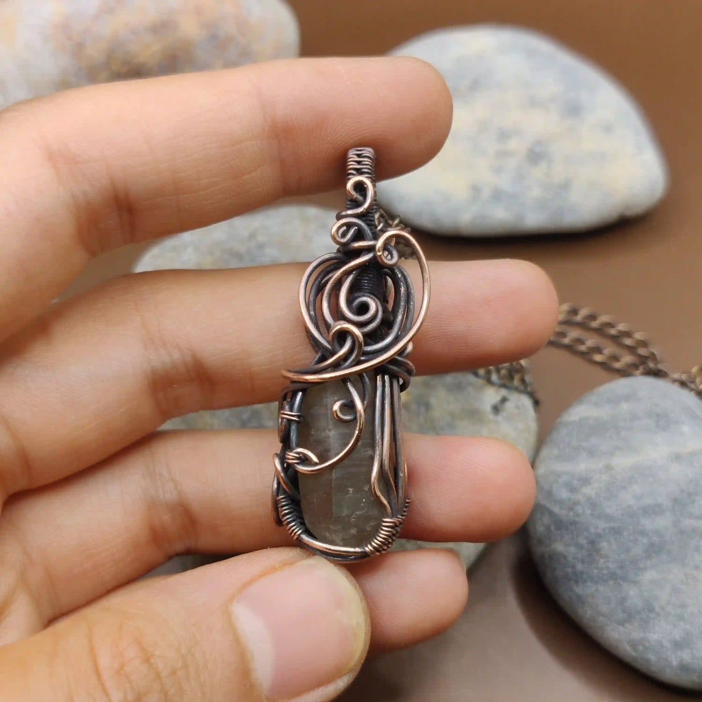 Aadhini- Clear Quartz Necklace - 004 SA4 By Sanguine Aura Handcrafted Jewellery