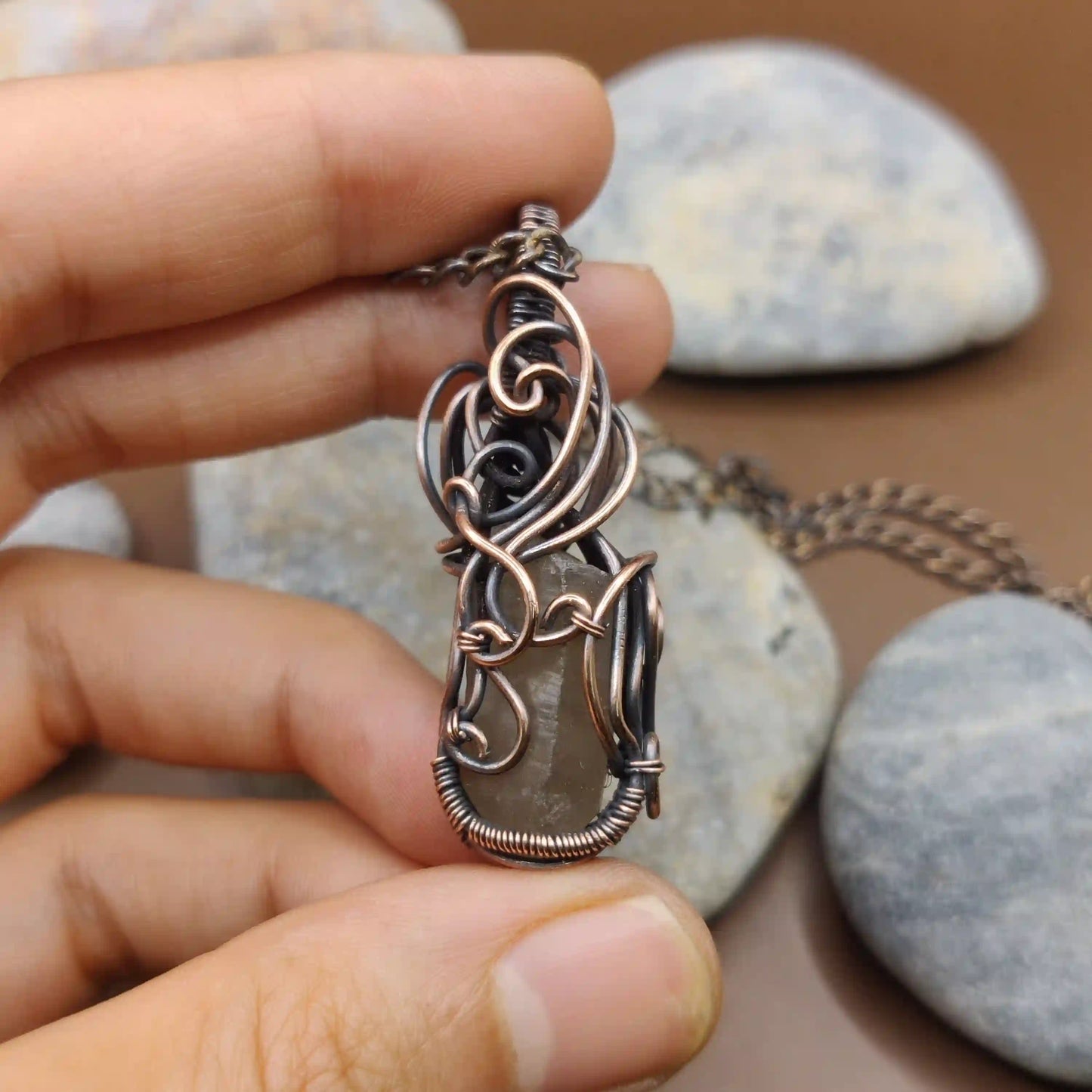 Aadhini- Clear Quartz Necklace - 004 SA2 By Sanguine Aura Handcrafted Jewellery