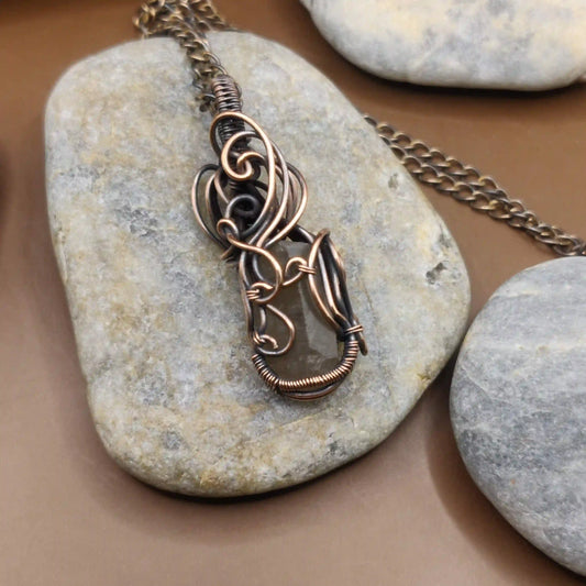 Aadhini- Clear Quartz Necklace - 004 By Sanguine Aura Handcrafted Jewellery. Healing Benefits of Clear Quartz - Clarity, focus, balance, amplifies energy, heals.