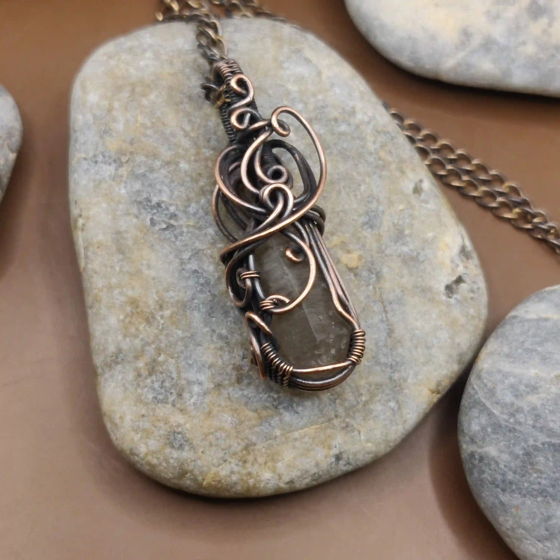 Aadhini- Clear Quartz Necklace - 004 SA1 By Sanguine Aura Handcrafted Jewellery